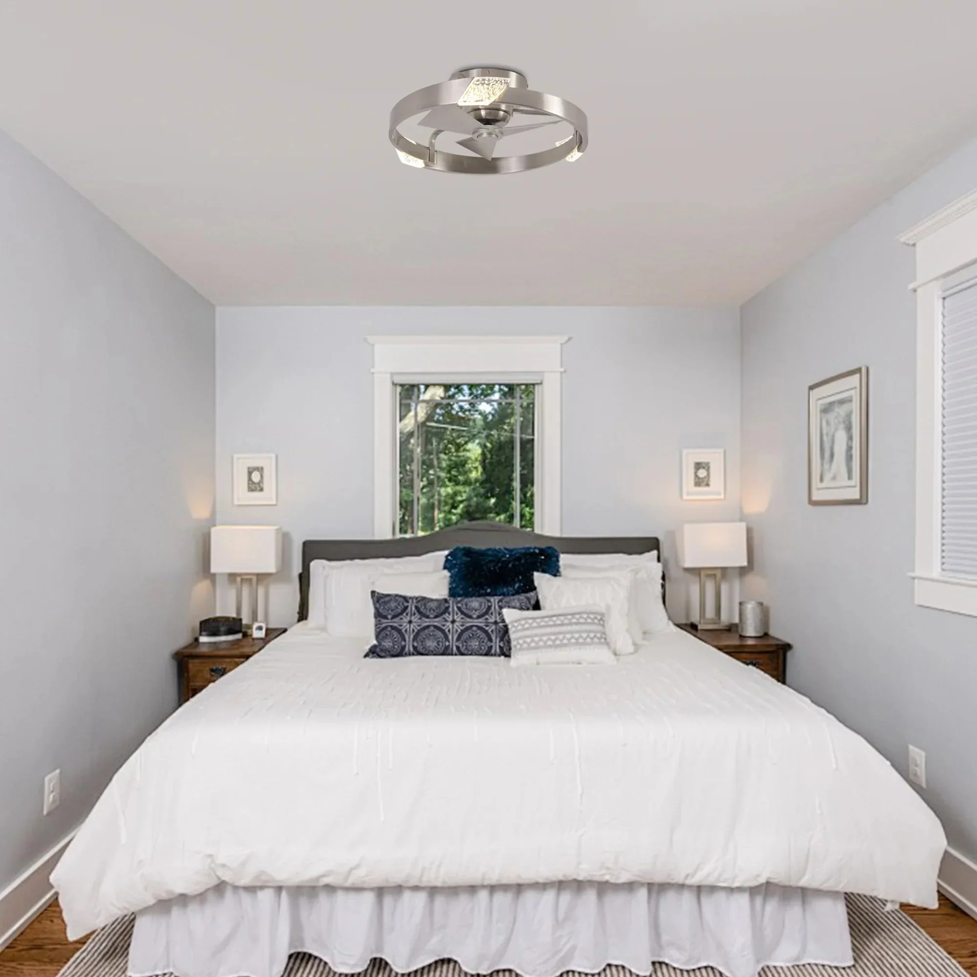 20 Inch Hazel Satin Nickel Flush Mount LED Ceiling Fan with Remote Control - Image 4