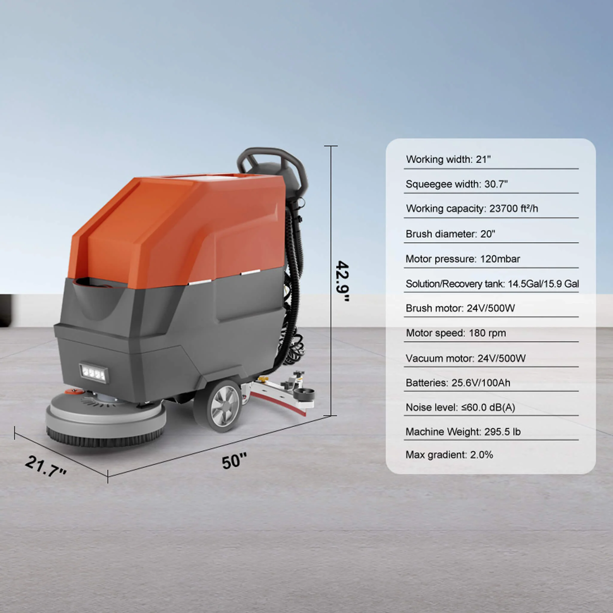 20-Inch Heavy-Duty All-In-One Commercial Electric Walk-Behind Floor Scrubber (SAK52973) - Image 10