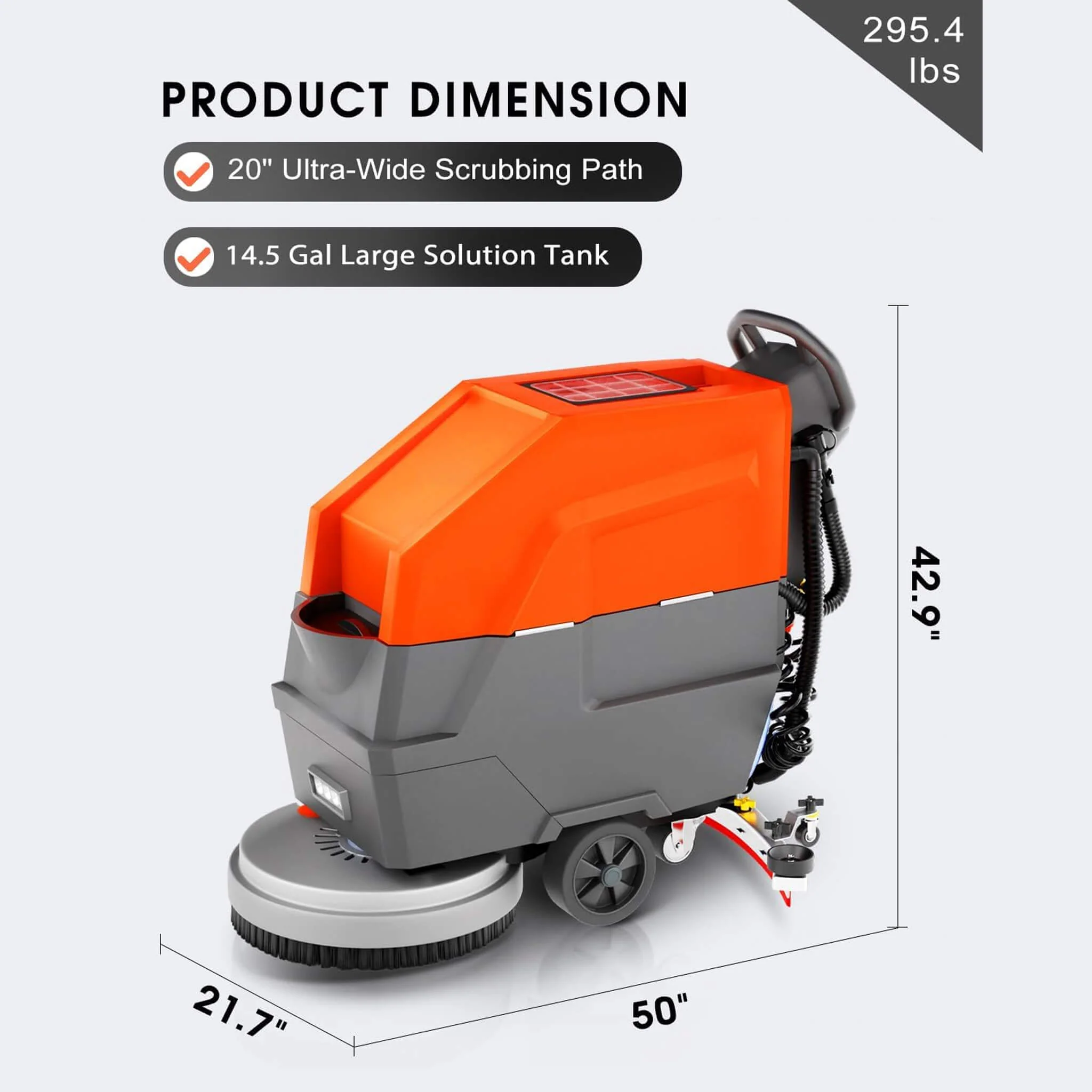 20-Inch Heavy-Duty All-In-One Commercial Electric Walk-Behind Floor Scrubber (SAK52973) - Image 11