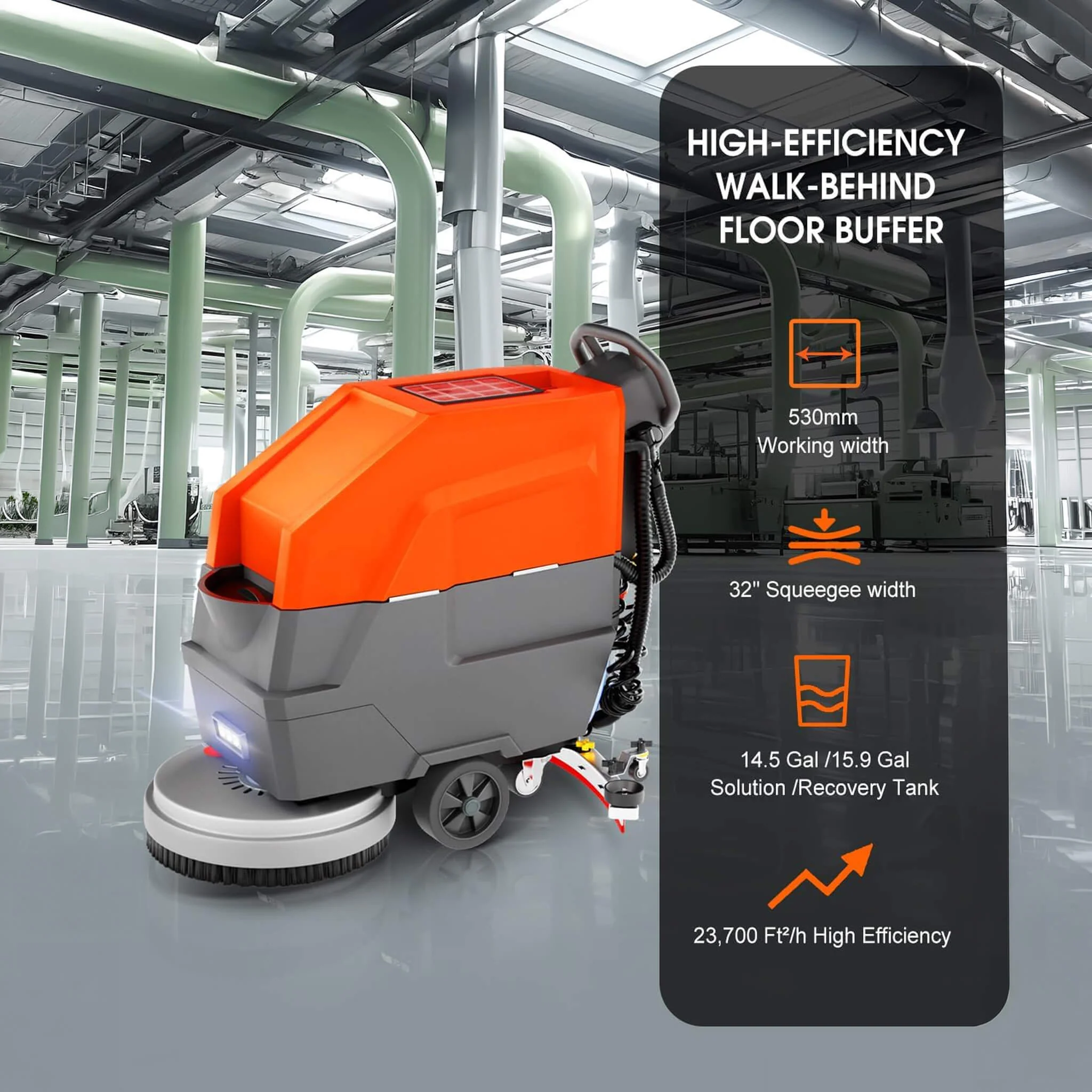 20-Inch Heavy-Duty All-In-One Commercial Electric Walk-Behind Floor Scrubber (SAK52973) - Image 3