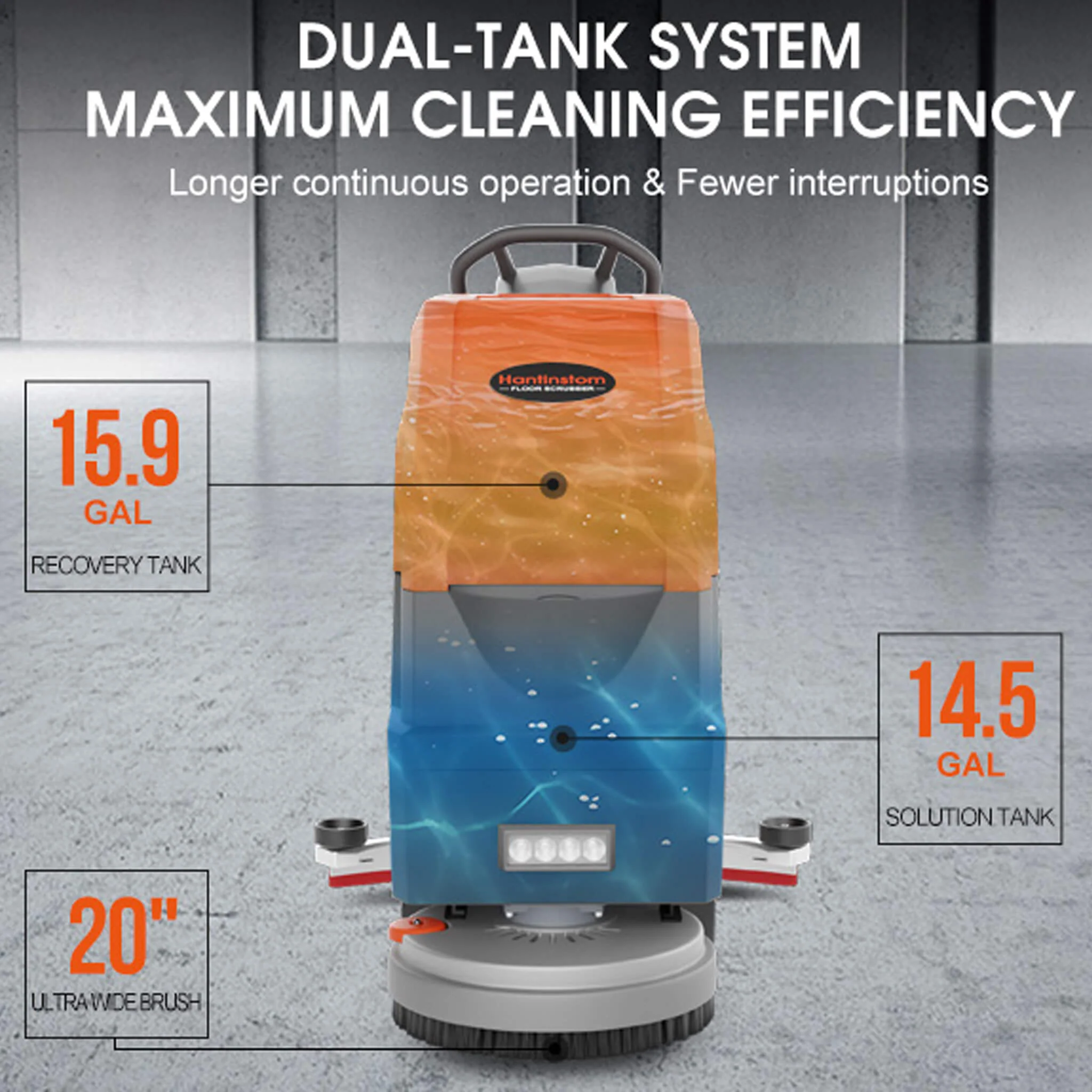 20-Inch Heavy-Duty All-In-One Commercial Electric Walk-Behind Floor Scrubber (SAK52973) - Image 4