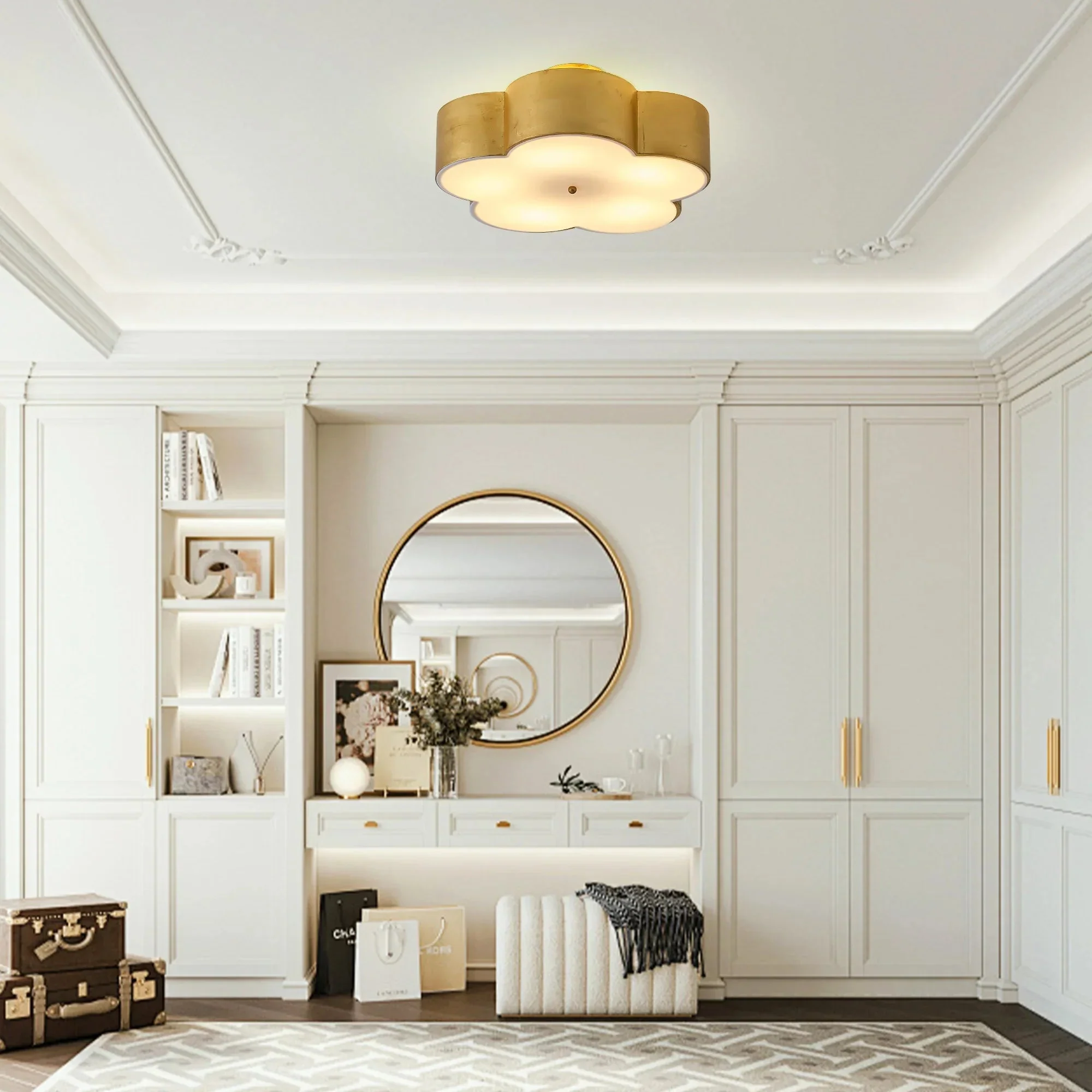20 Inch Joyce 5-Light Vintage Golden Semi-Flush Mount Ceiling Light - Image 5