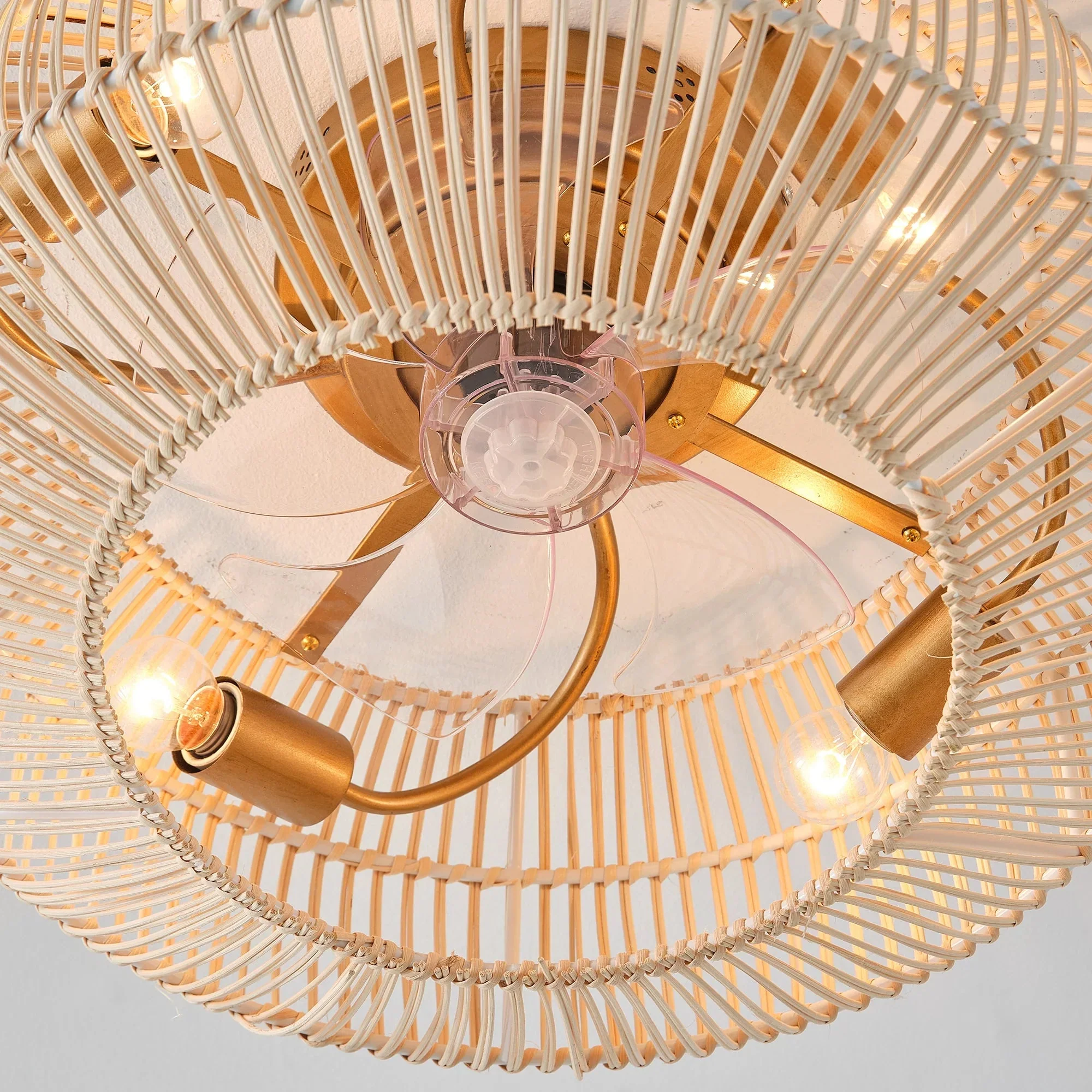 20 Inch Mandy Retro Golden Flush Mount Ceiling Fan with Light and Remote Control - Image 11