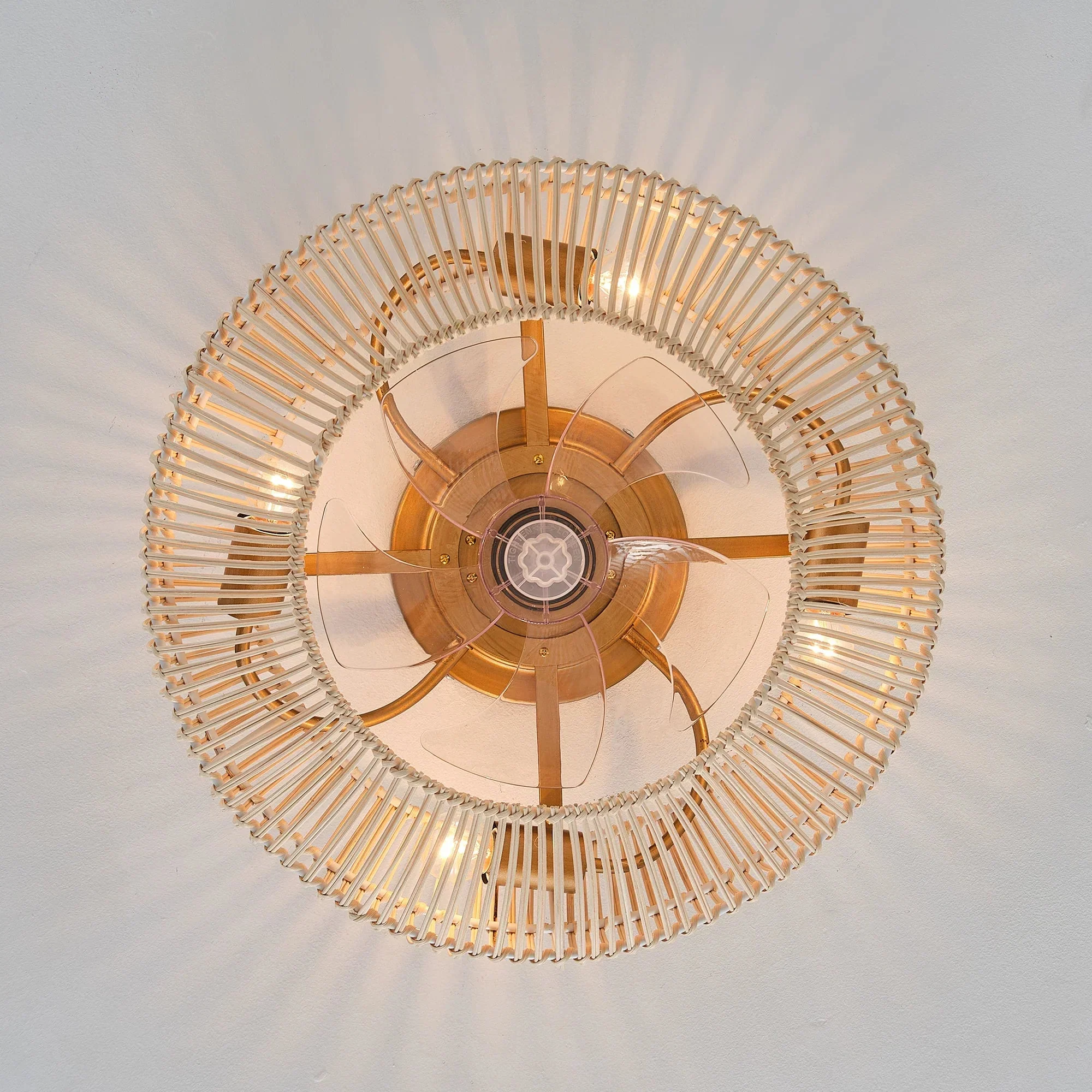 20 Inch Mandy Retro Golden Flush Mount Ceiling Fan with Light and Remote Control - Image 12