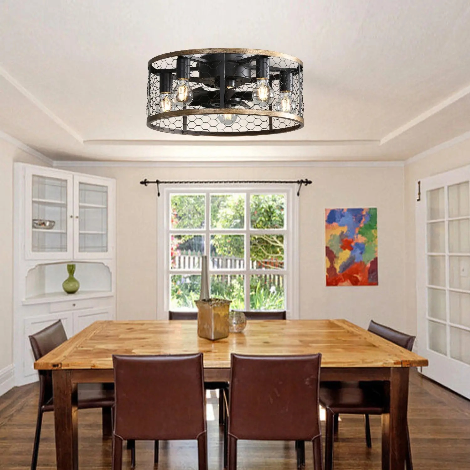 20 Inch Metallic Ceiling Fan with Light Flush Mount and Remote - Image 7