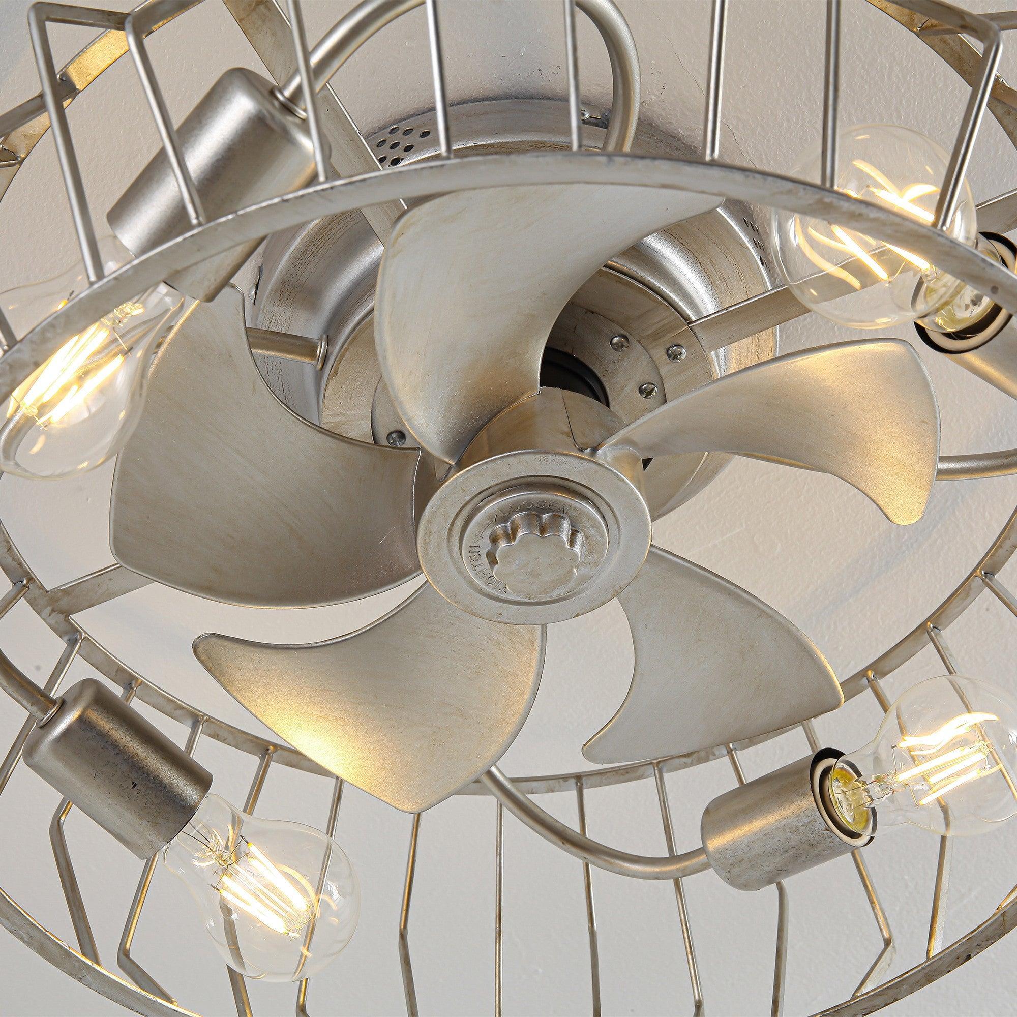 20 Inch Silver Flush Mount Ceiling Fan with Light APP and Remote Control - Image 10