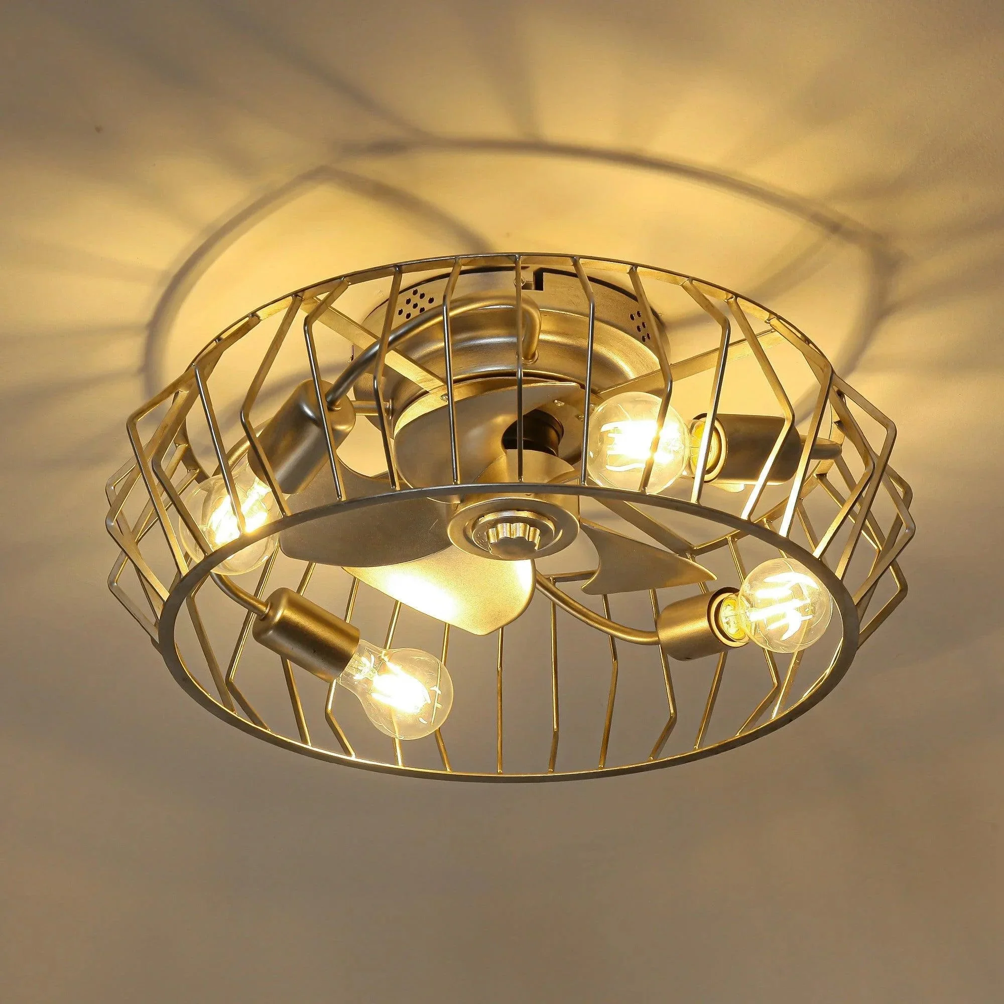 20 Inch Silver Flush Mount Ceiling Fan with Light APP and Remote Control - Image 11
