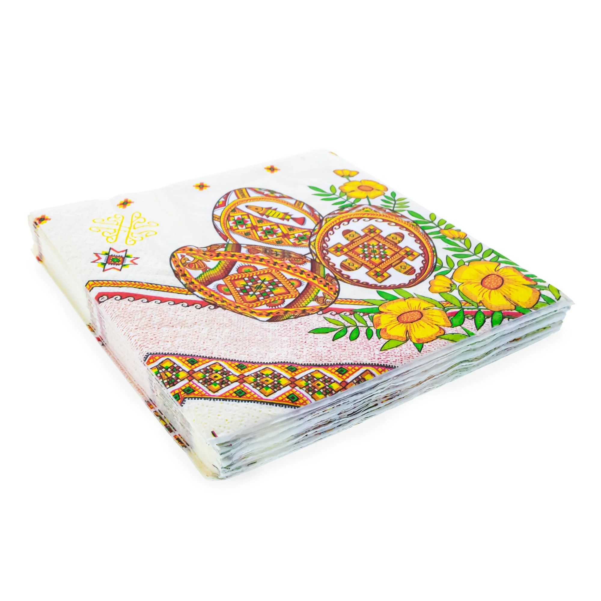 20 Pack of Ukrainian Paper Napkins 3-ply Easter Eggs Pysanky - Folded 6.5 x 6.5 Inches - Image 2