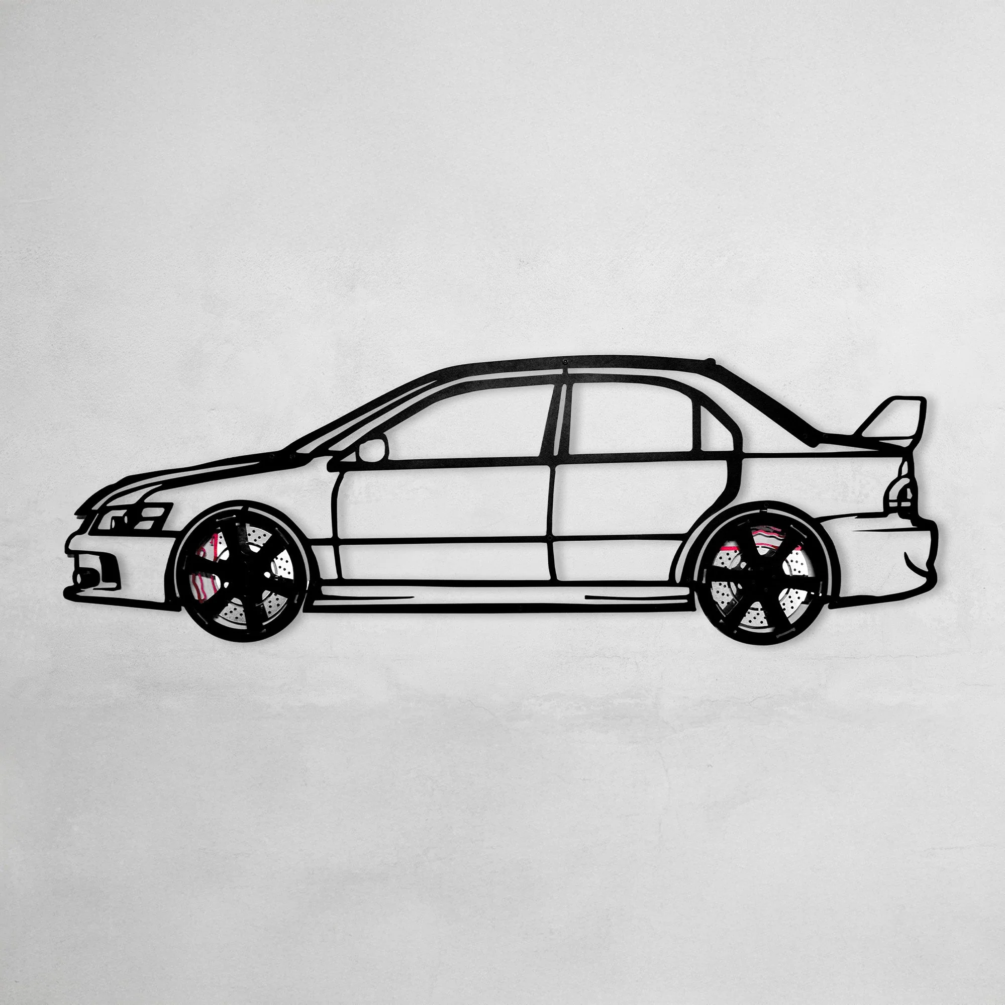 2006 Lancer Evo Metal Wall Art – JDM Steel with Spinning Wheels-KAFMEKA003