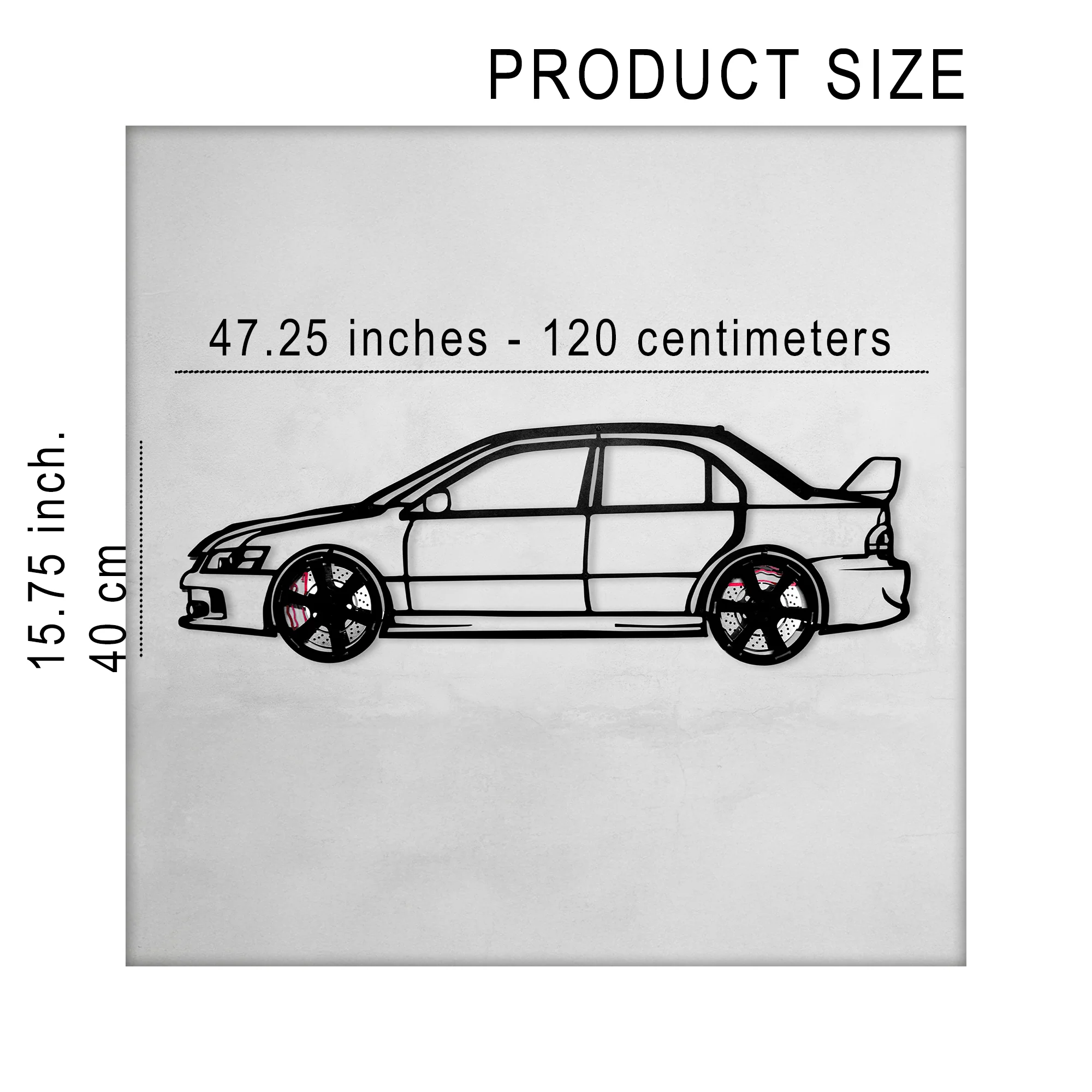 2006 Lancer Evo Metal Wall Art – JDM Steel with Spinning Wheels-KAFMEKA003 - Image 11
