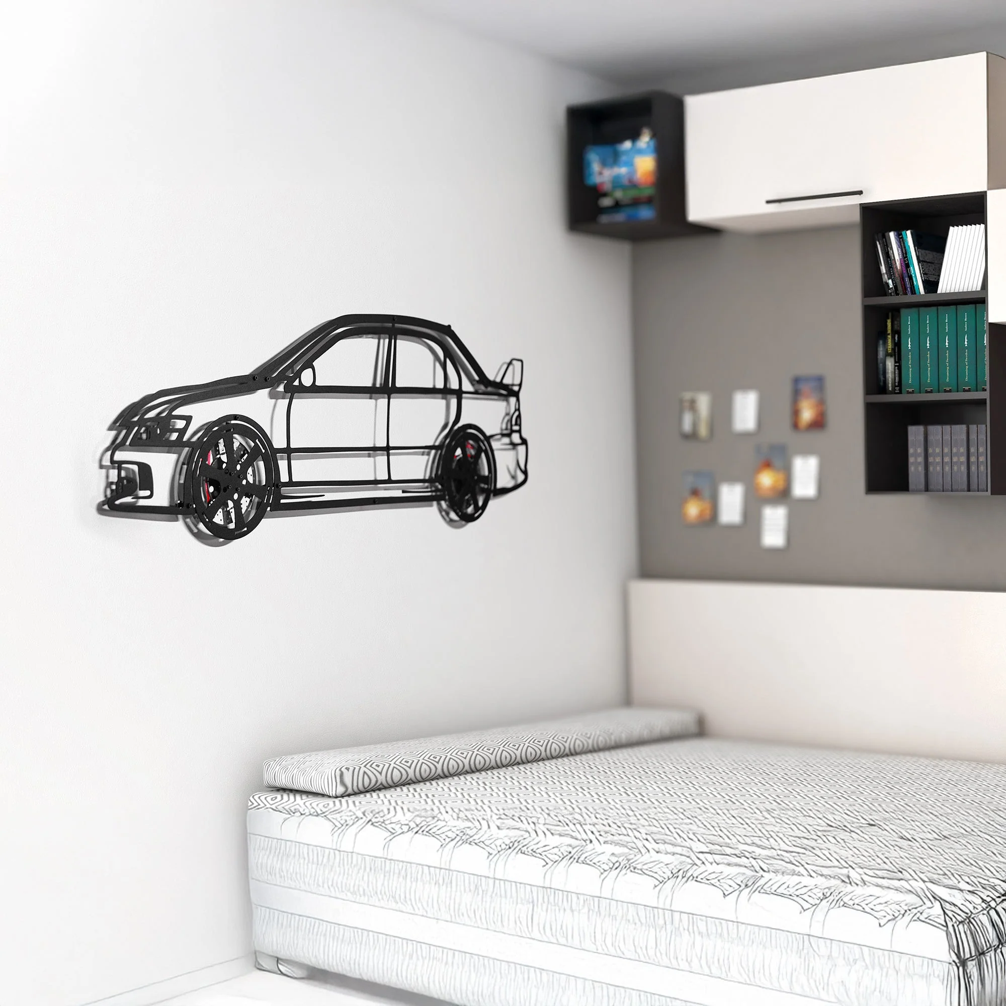 2006 Lancer Evo Metal Wall Art – JDM Steel with Spinning Wheels-KAFMEKA003 - Image 6