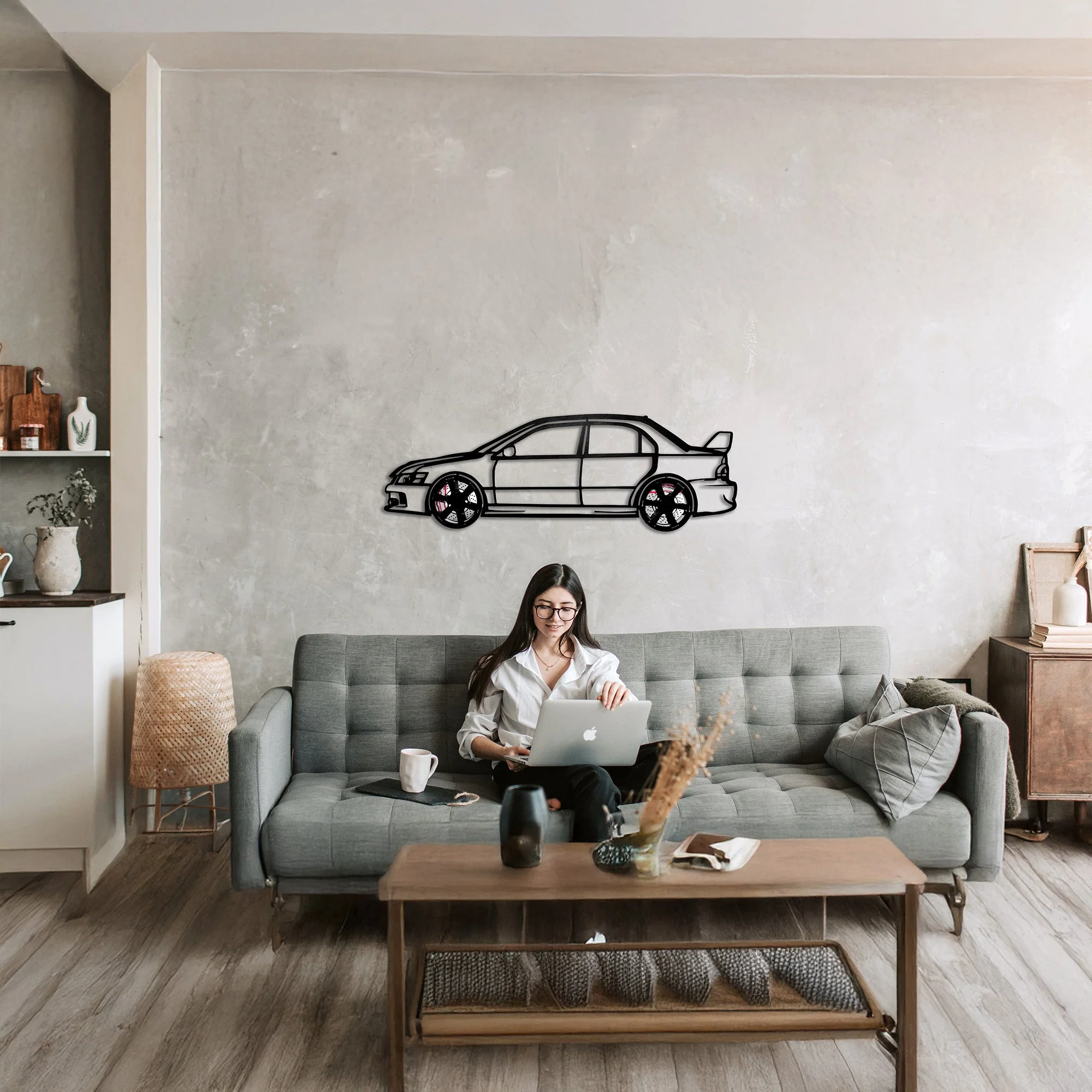 2006 Lancer Evo Metal Wall Art – JDM Steel with Spinning Wheels-KAFMEKA003 - Image 9