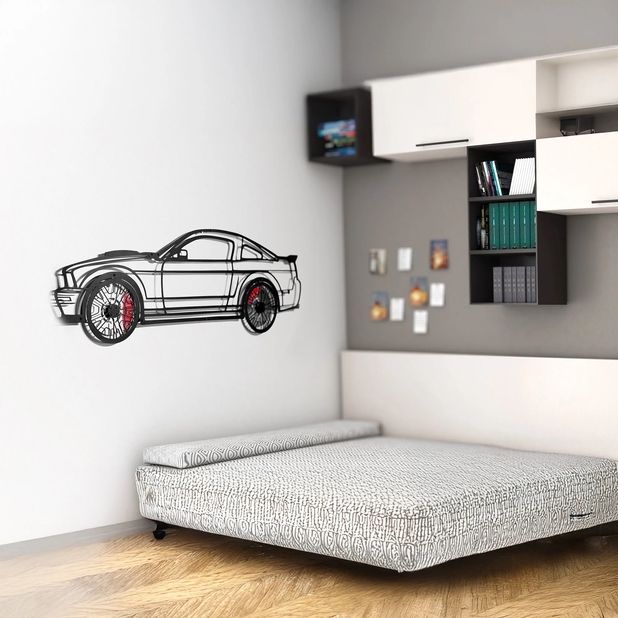 2008 Mustang GT Fastback Wall Art – Steel Build with Spinning Wheels-KAFMEKA004 - Image 3