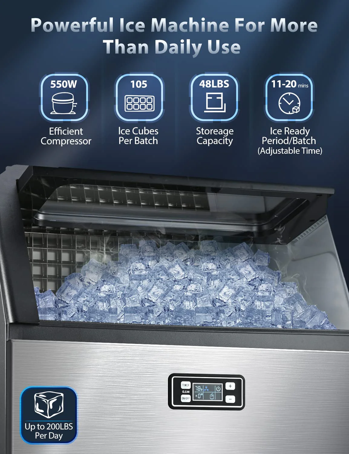 200LBS Freestanding Commercial Ice Maker Z5895 - Image 2