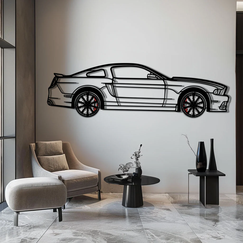 2013 Ford Mustang GT Metal Car Wall Art with Rotating Wheels - S197 Modern Muscle Silhouette - Interactive Automotive Wall Decor- KAFMEKA141 - Image 4