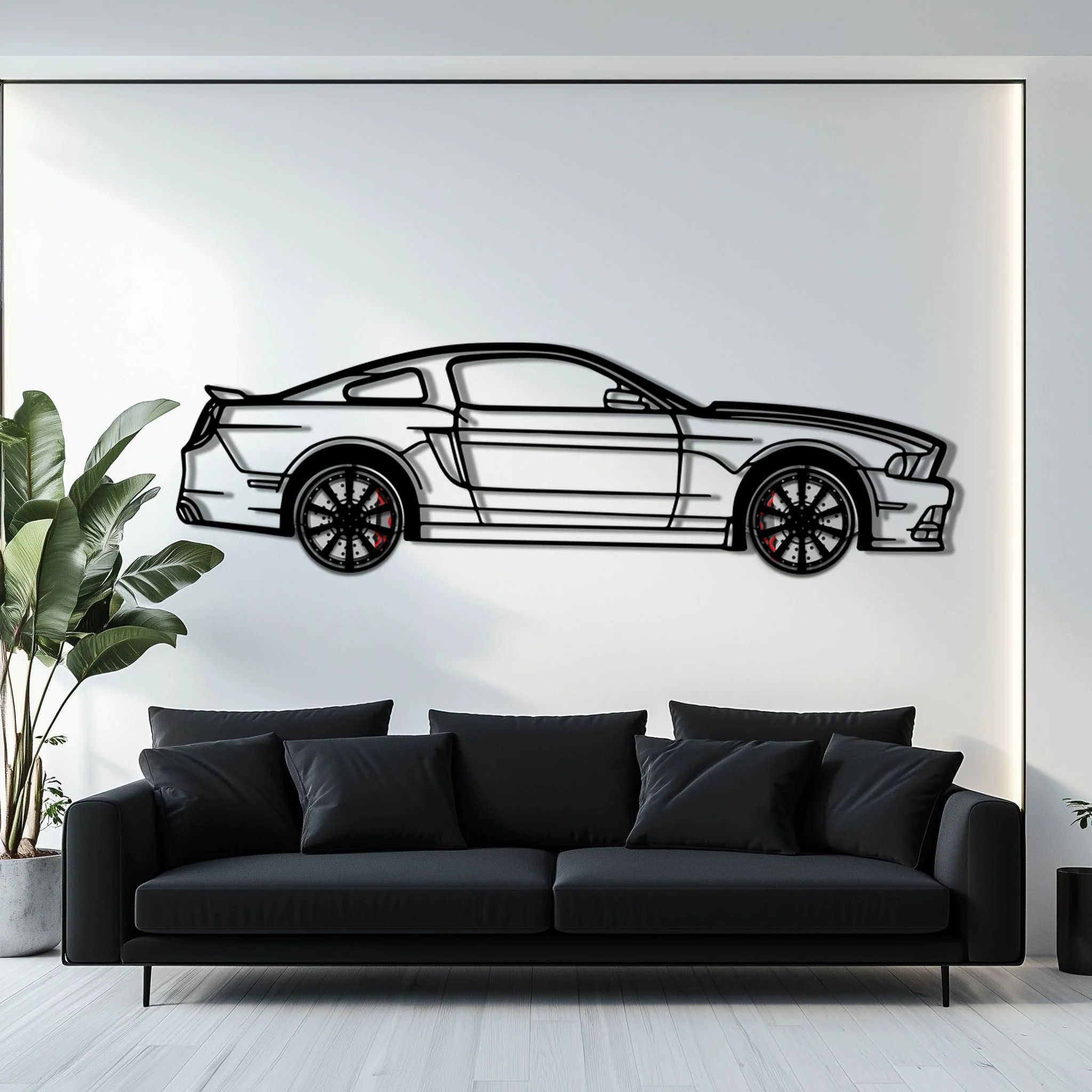2013 Ford Mustang GT Metal Car Wall Art with Rotating Wheels - S197 Modern Muscle Silhouette - Interactive Automotive Wall Decor- KAFMEKA141 - Image 7