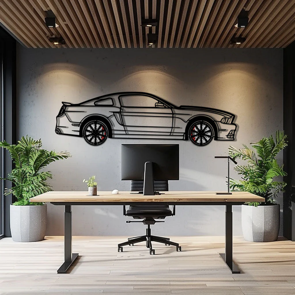 2013 Ford Mustang GT Metal Car Wall Art with Rotating Wheels - S197 Modern Muscle Silhouette - Interactive Automotive Wall Decor- KAFMEKA141 - Image 9