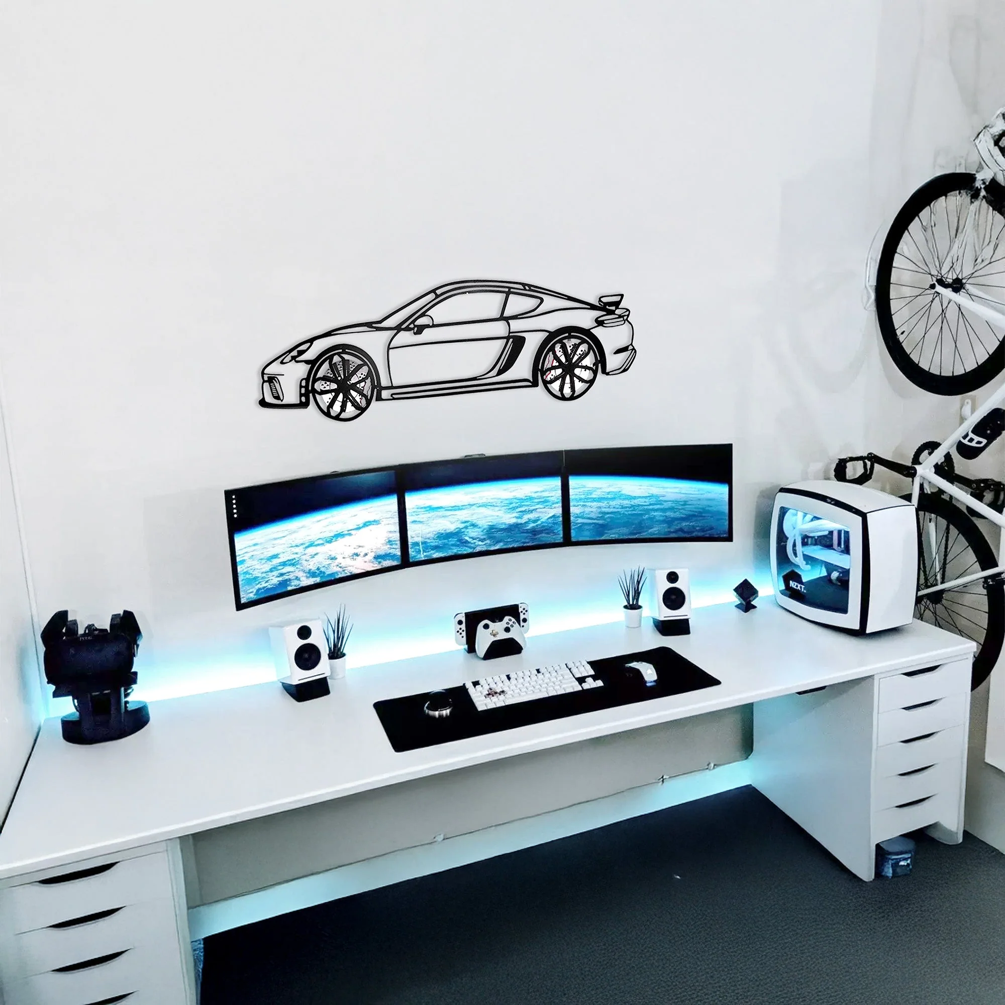 2020 Porsche Cayman GT4 Wall Art – Steel Silhouette with Spinning Wheels-KAFMEKA007 - Image 10