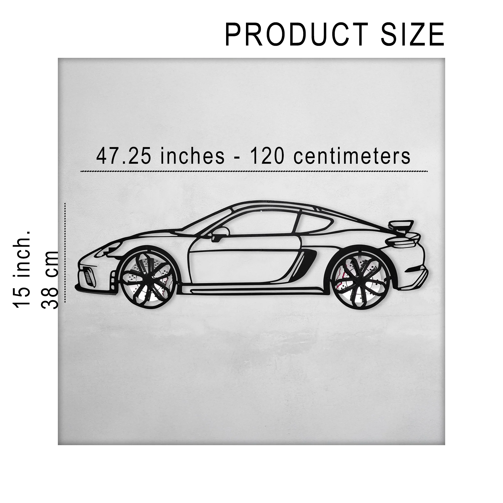 2020 Porsche Cayman GT4 Wall Art – Steel Silhouette with Spinning Wheels-KAFMEKA007 - Image 11