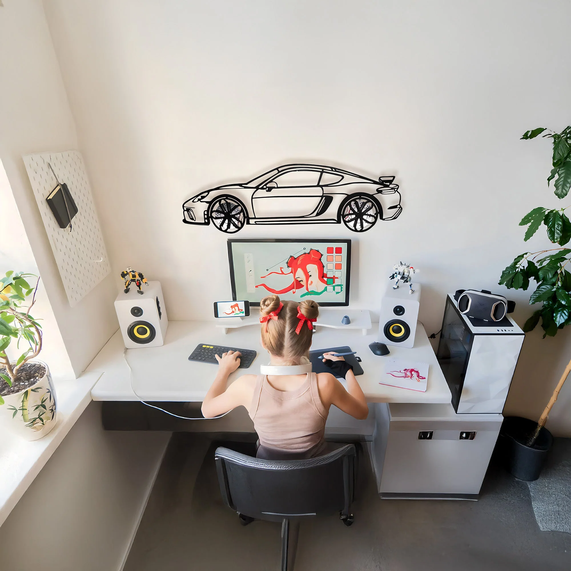 2020 Porsche Cayman GT4 Wall Art – Steel Silhouette with Spinning Wheels-KAFMEKA007 - Image 2