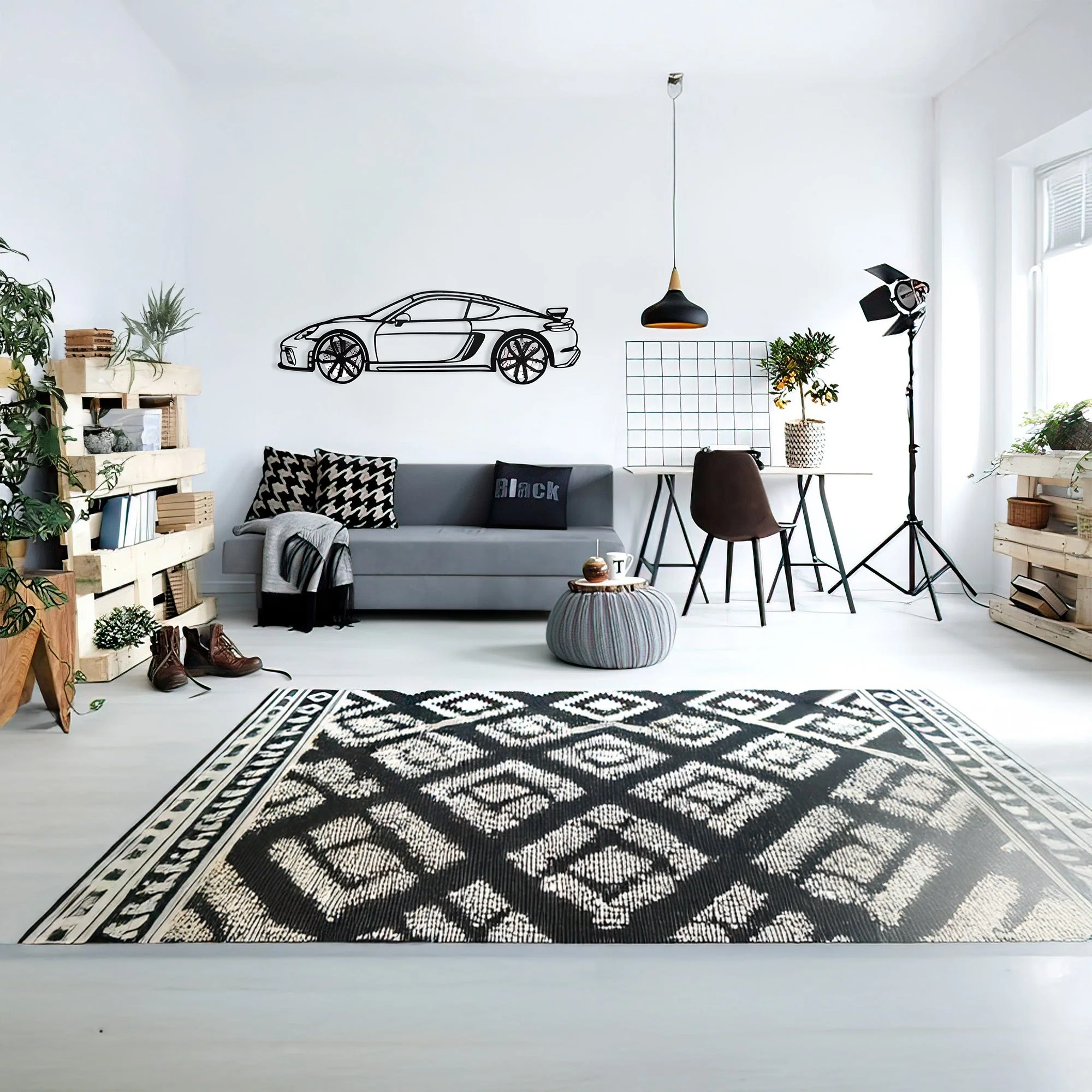 2020 Porsche Cayman GT4 Wall Art – Steel Silhouette with Spinning Wheels-KAFMEKA007 - Image 4