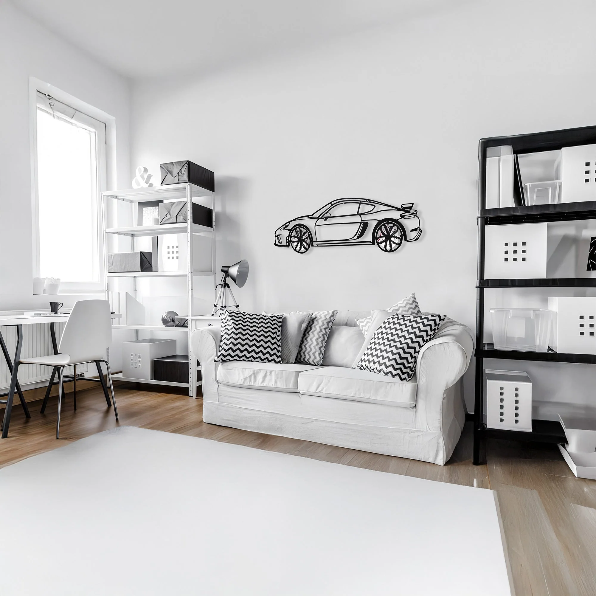 2020 Porsche Cayman GT4 Wall Art – Steel Silhouette with Spinning Wheels-KAFMEKA007 - Image 5