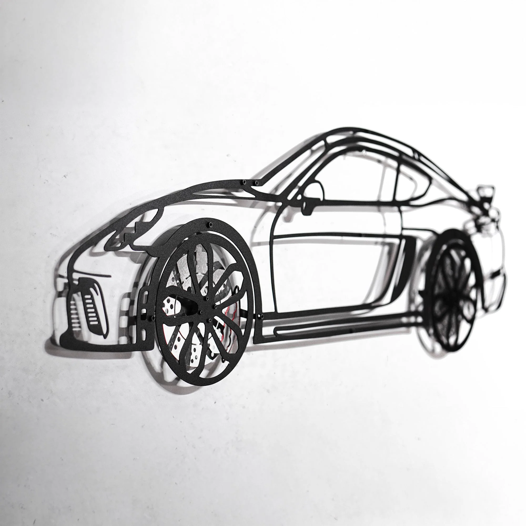 2020 Porsche Cayman GT4 Wall Art – Steel Silhouette with Spinning Wheels-KAFMEKA007 - Image 8