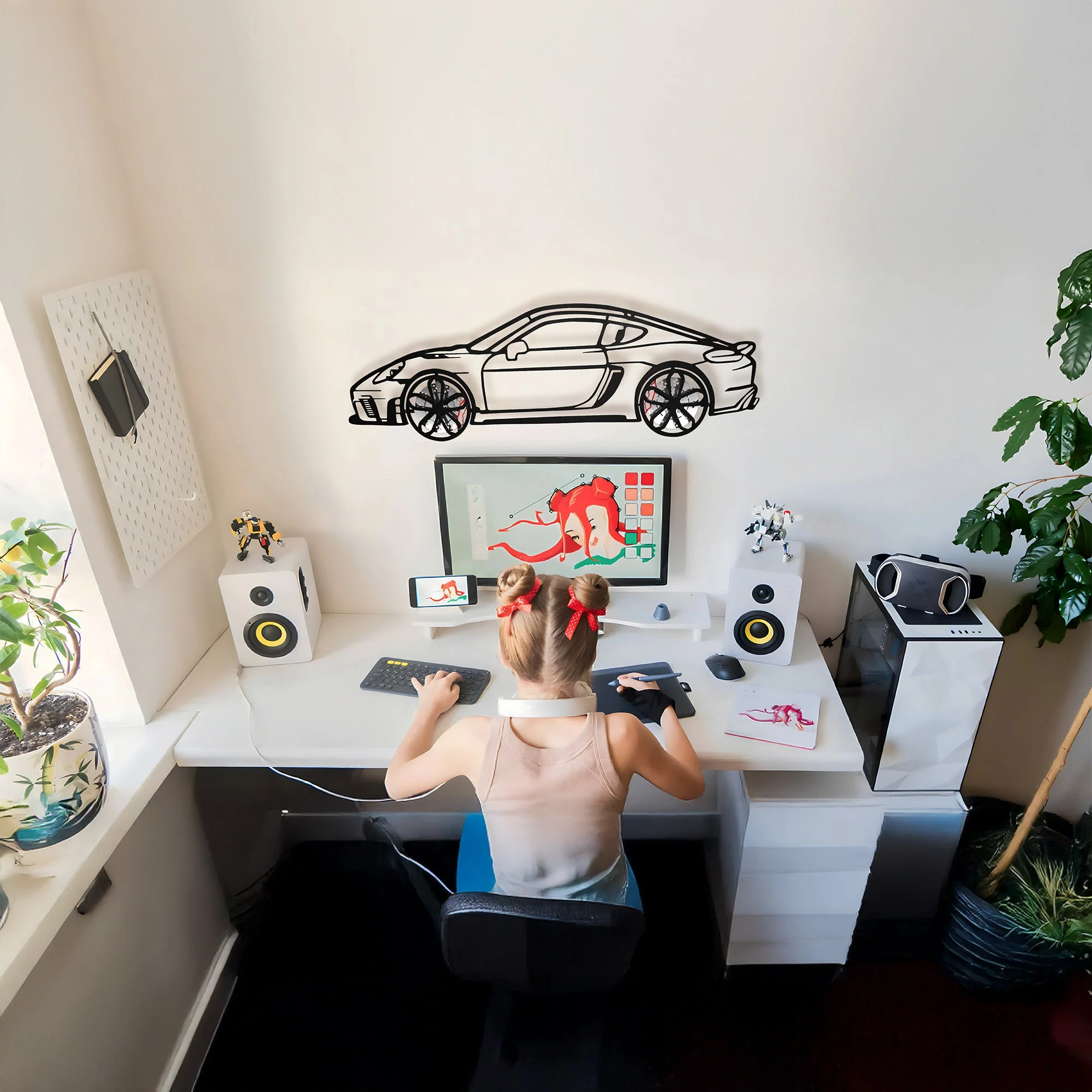 2022 Porsche Cayman 718 GT4 Wall Art – Steel Cut with Spinning Wheels-KAFMEKA008 - Image 6