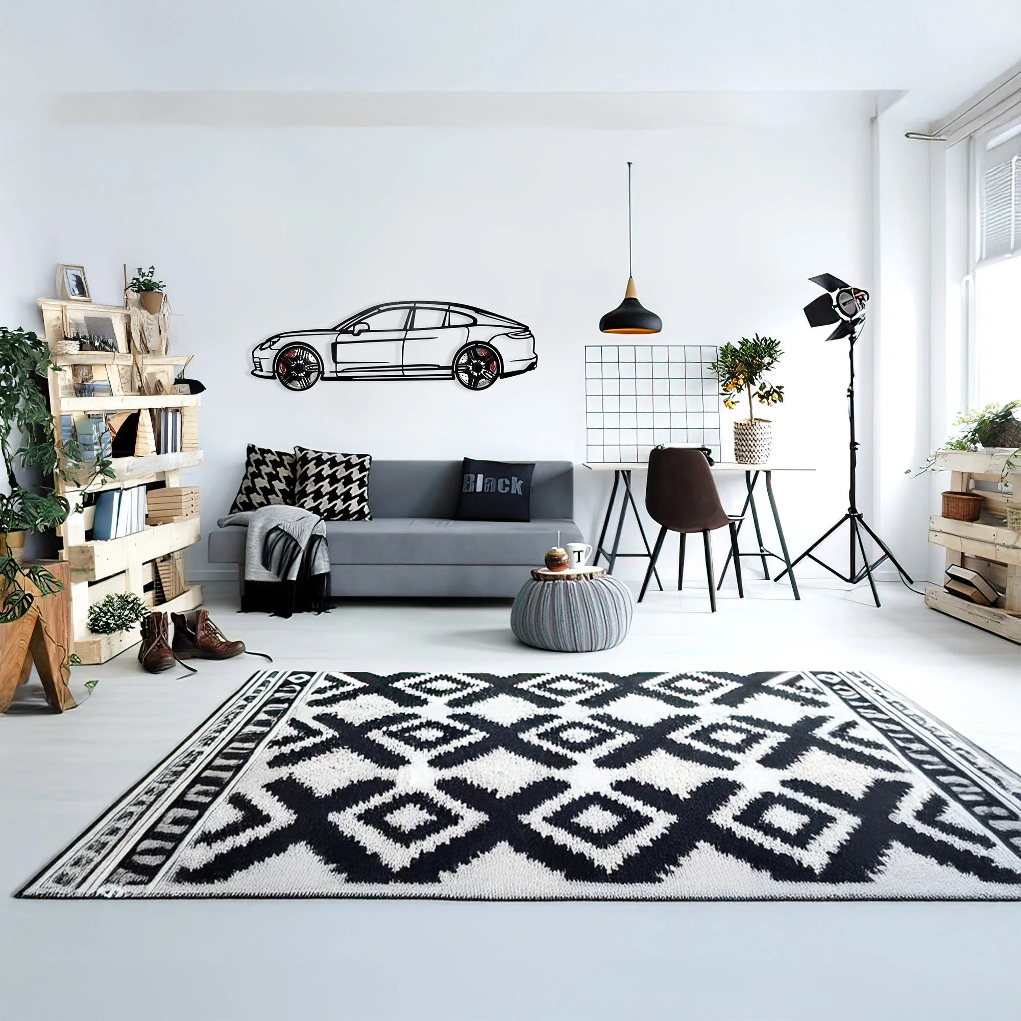 2022 Porsche Panamera 4S Wall Art – Steel Silhouette with Spinning Wheels-KAFMEKA009 - Image 10