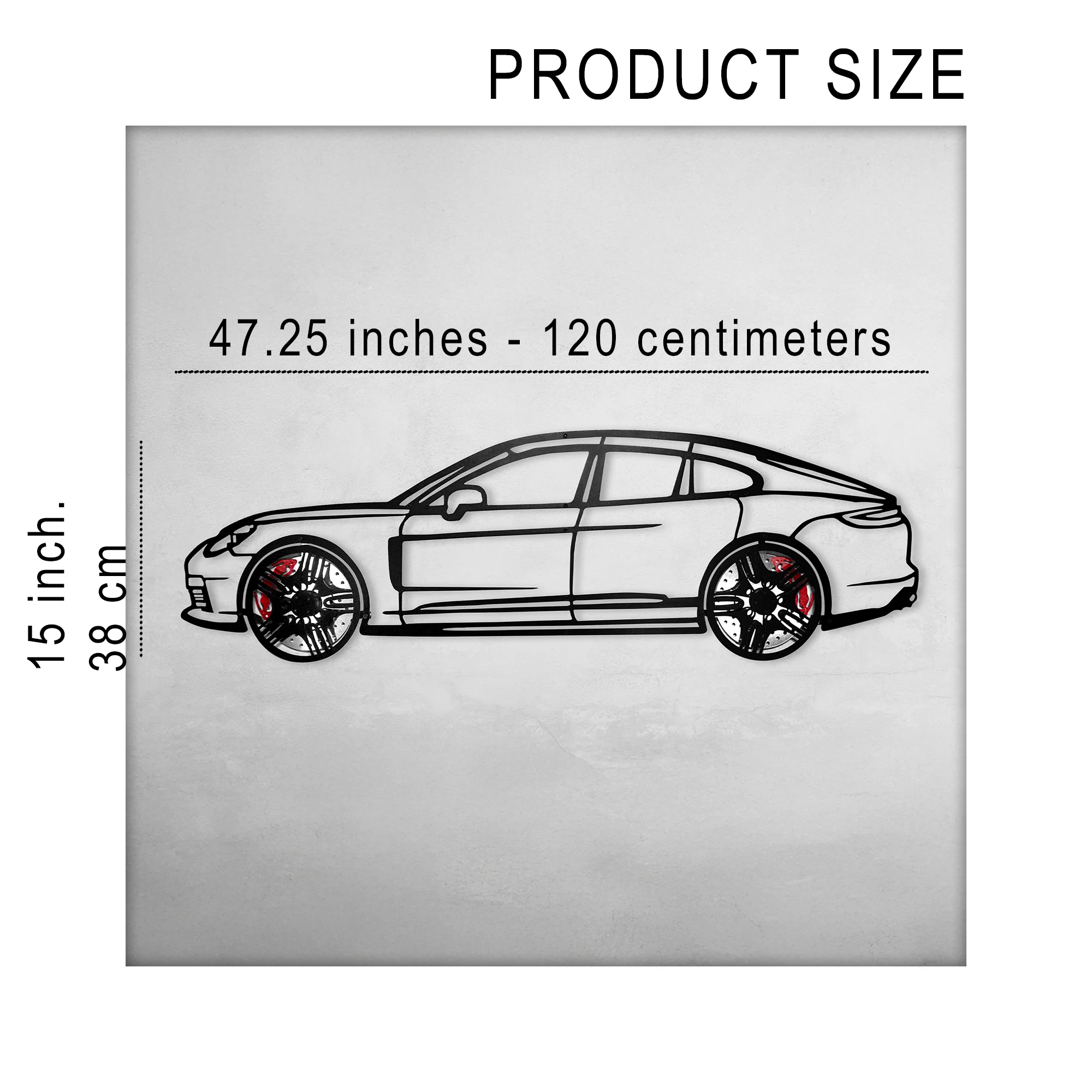 2022 Porsche Panamera 4S Wall Art – Steel Silhouette with Spinning Wheels-KAFMEKA009 - Image 12