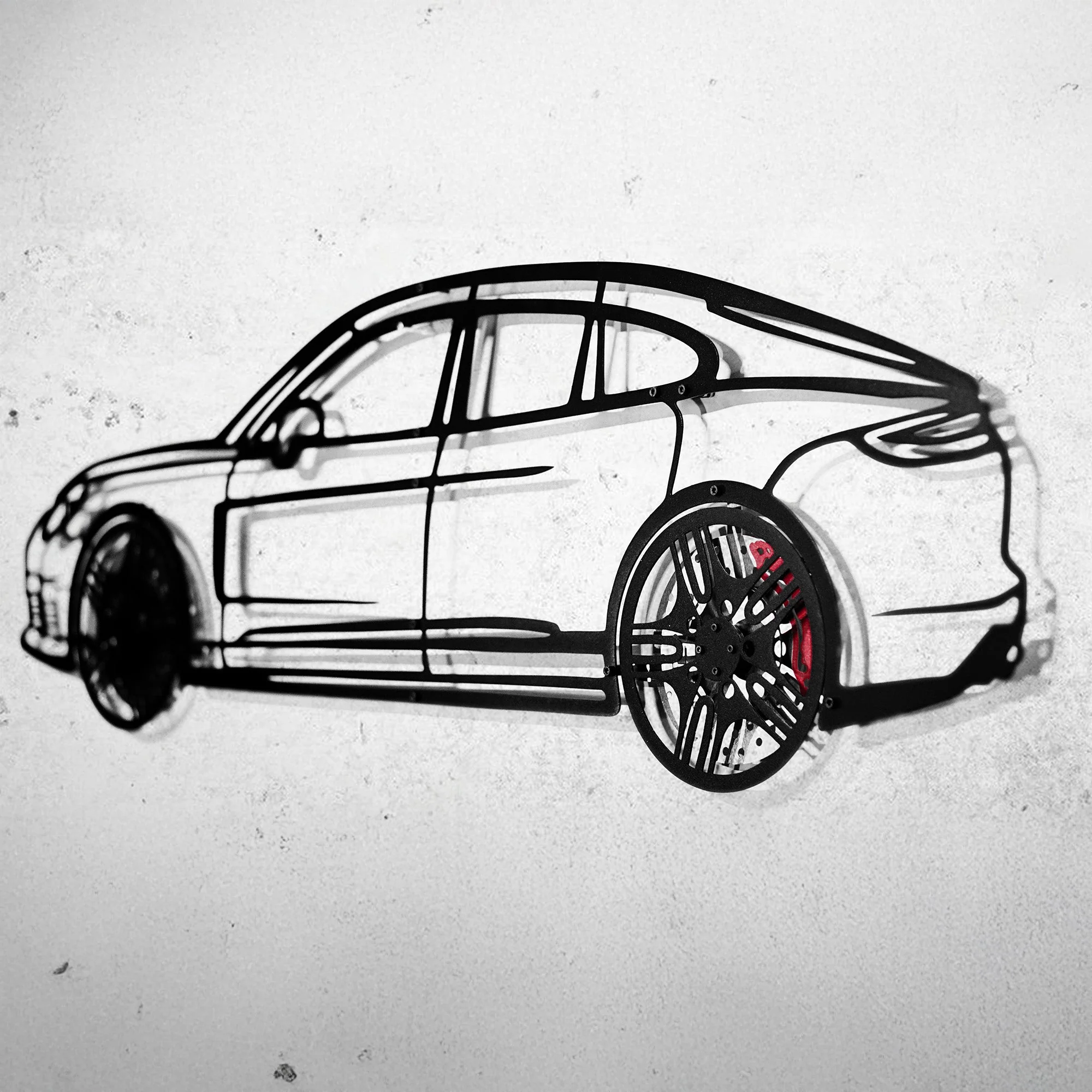 2022 Porsche Panamera 4S Wall Art – Steel Silhouette with Spinning Wheels-KAFMEKA009 - Image 5
