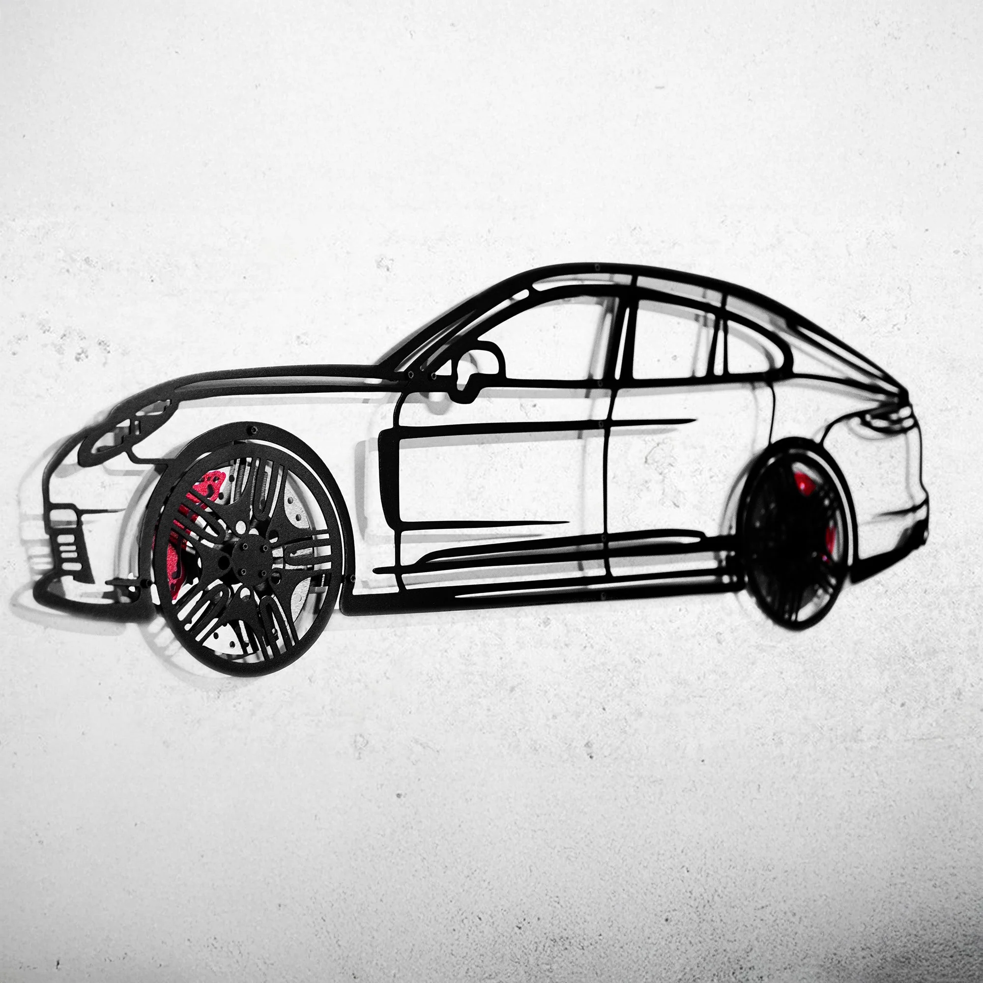 2022 Porsche Panamera 4S Wall Art – Steel Silhouette with Spinning Wheels-KAFMEKA009 - Image 6