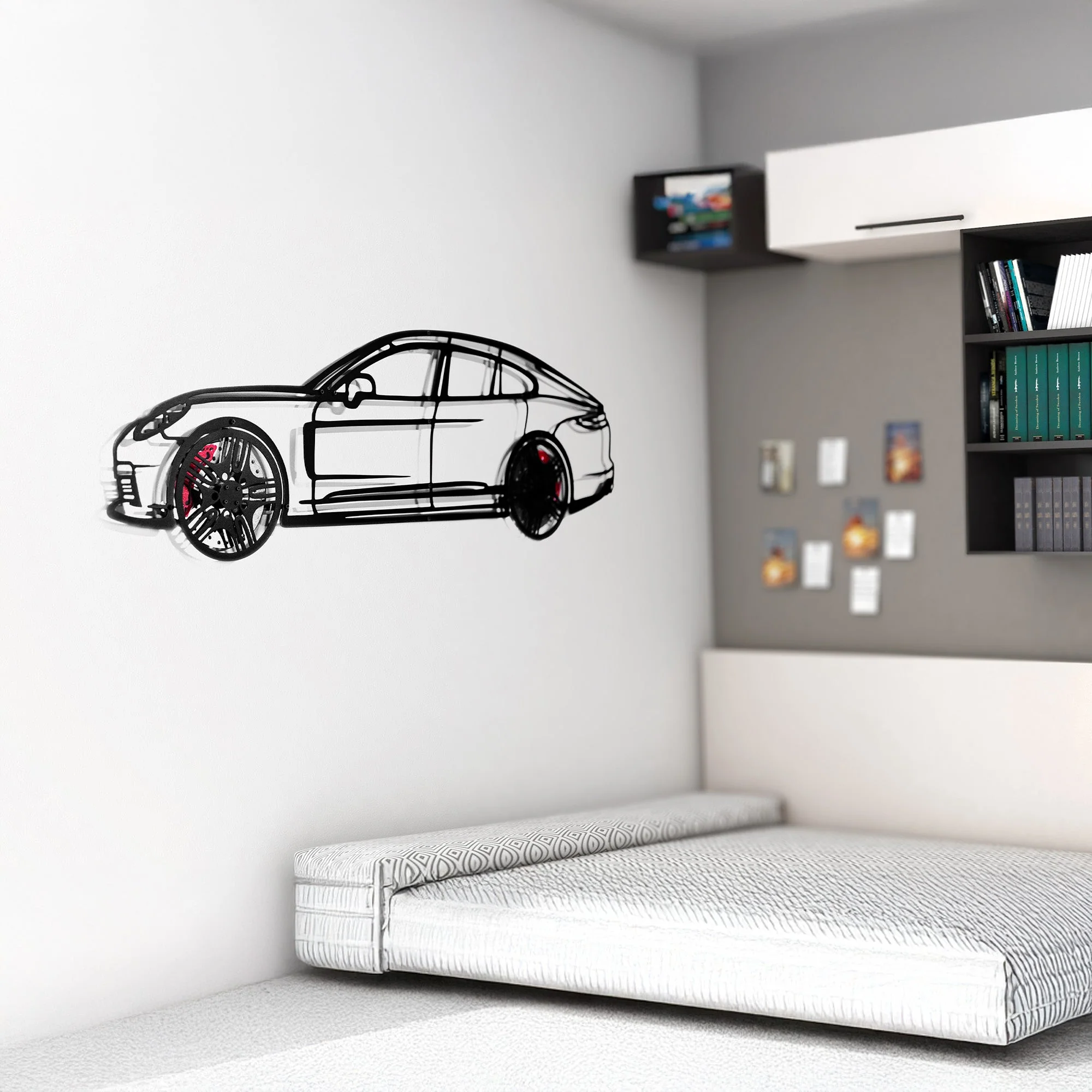 2022 Porsche Panamera 4S Wall Art – Steel Silhouette with Spinning Wheels-KAFMEKA009 - Image 8