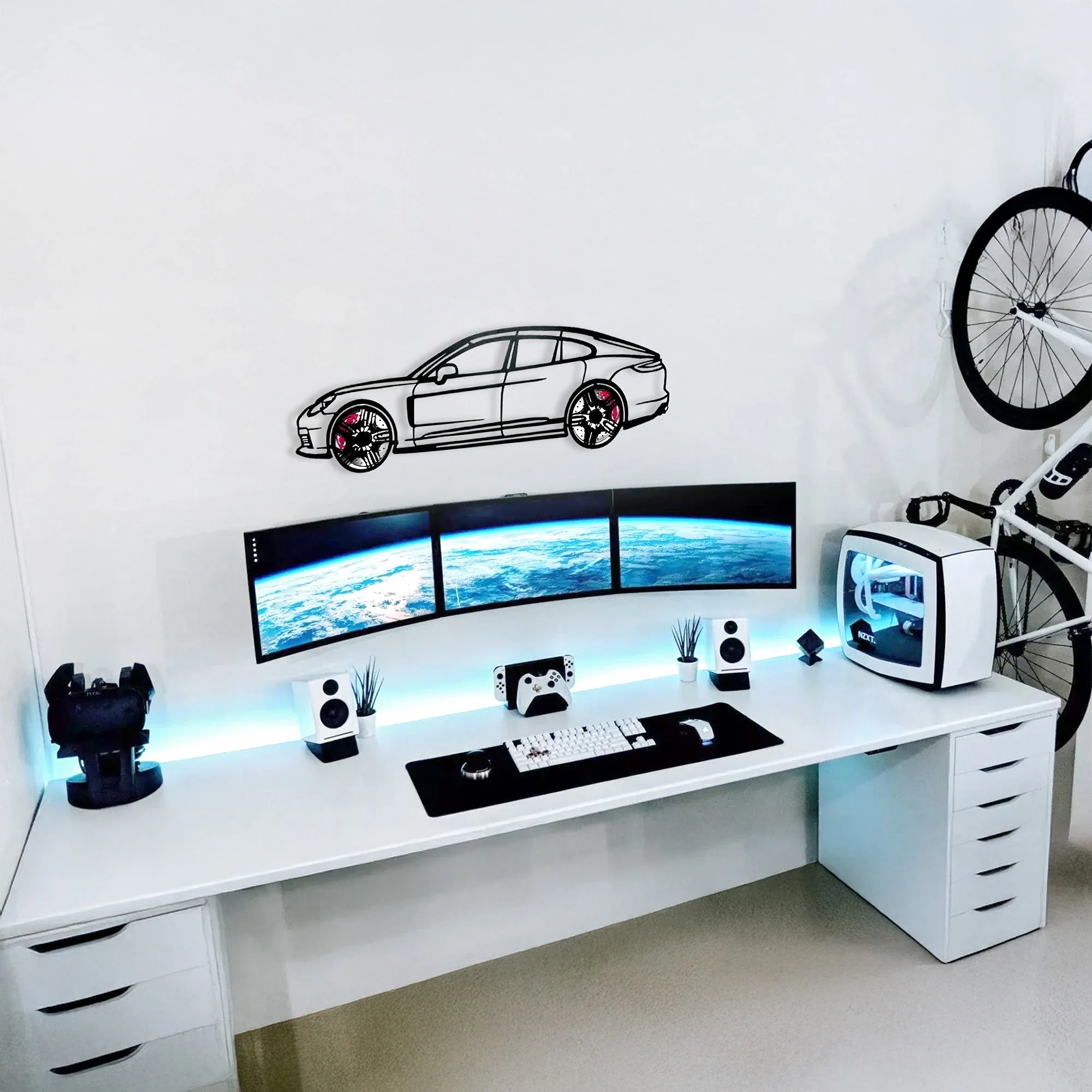 2022 Porsche Panamera 4S Wall Art – Steel Silhouette with Spinning Wheels-KAFMEKA009 - Image 9