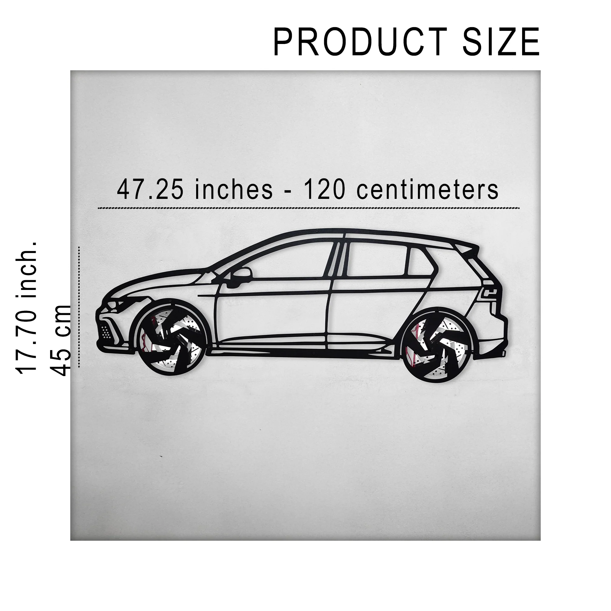 2022 Volkswagen Golf GTI Wall Art – Steel Silhouette with Spinning Wheels-KAFMEKA010 - Image 11