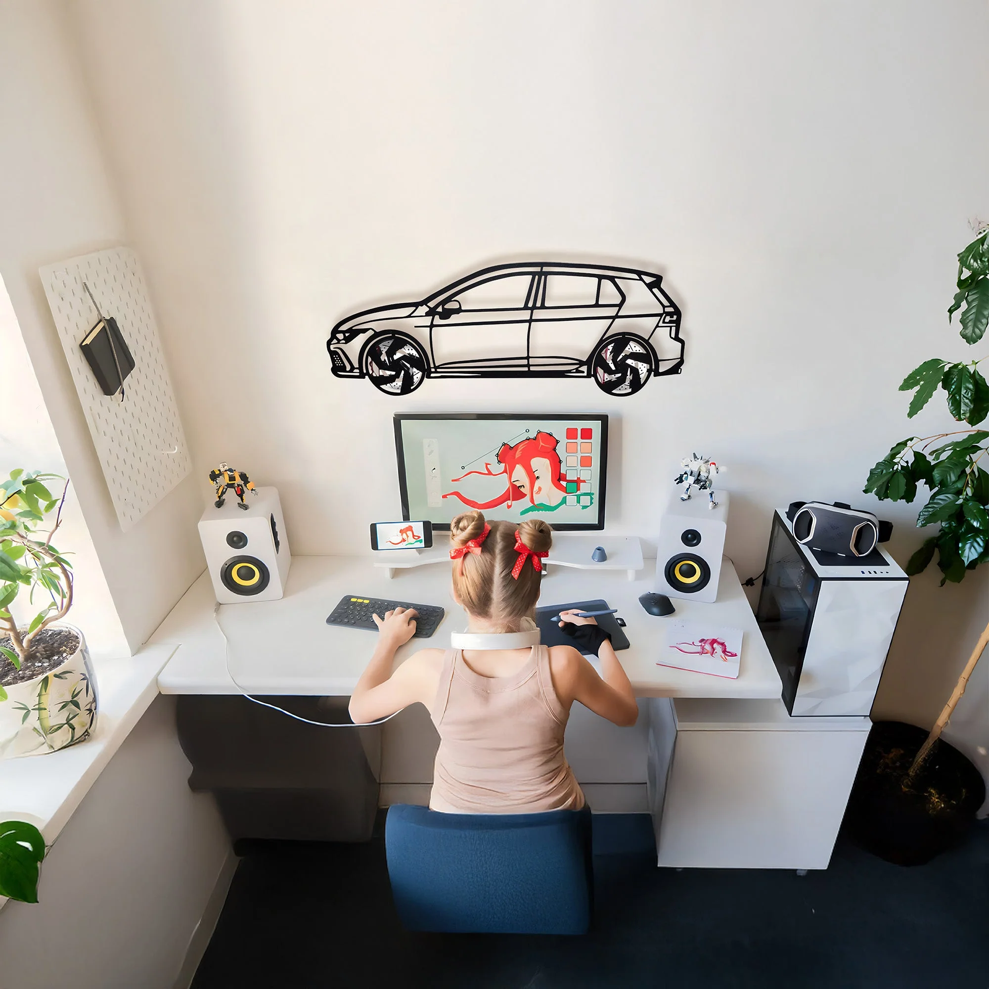 2022 Volkswagen Golf GTI Wall Art – Steel Silhouette with Spinning Wheels-KAFMEKA010 - Image 7