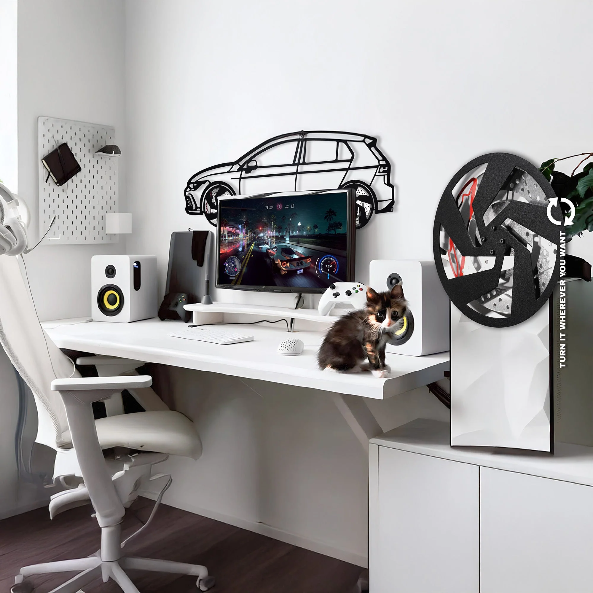 2022 Volkswagen Golf GTI Wall Art – Steel Silhouette with Spinning Wheels-KAFMEKA010 - Image 8