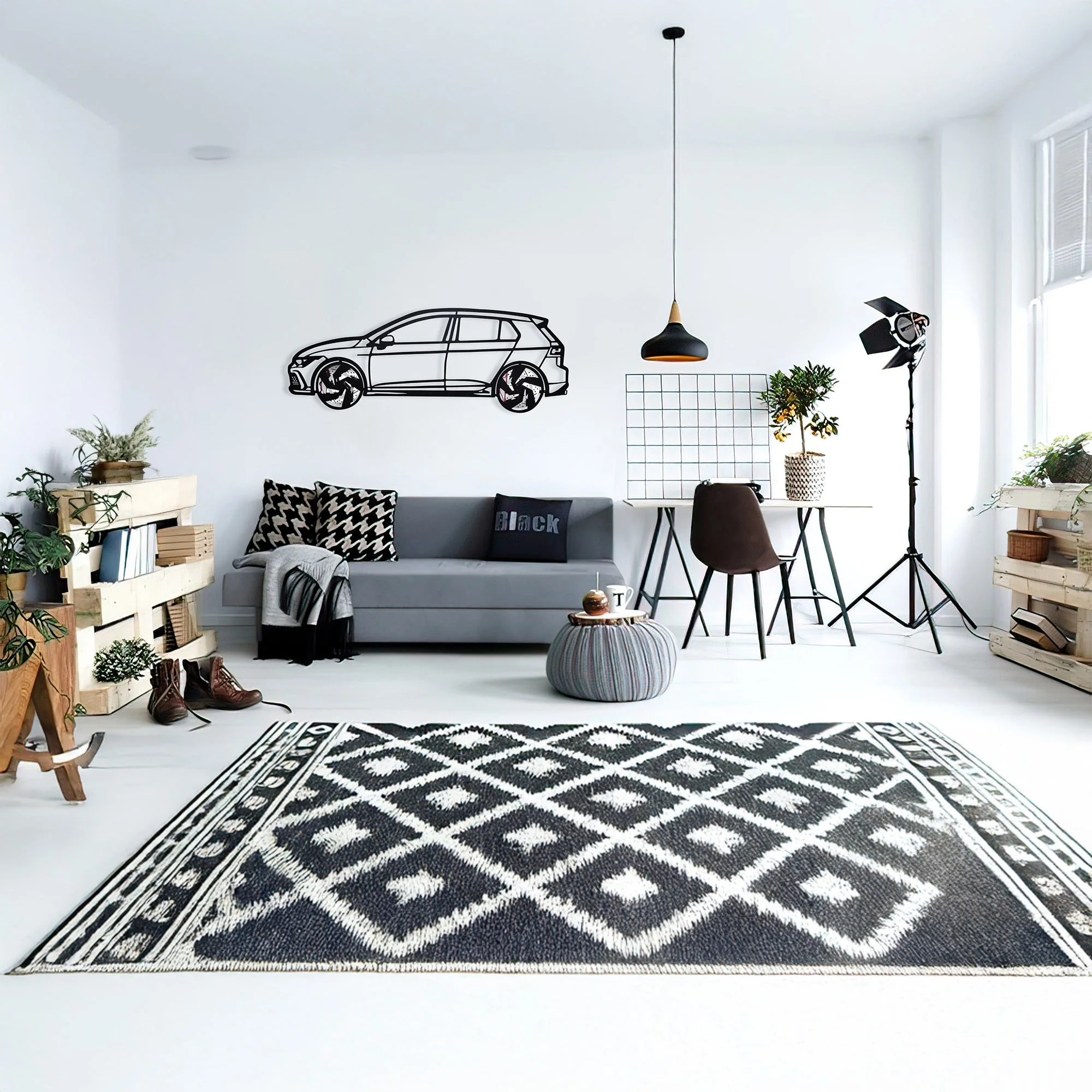2022 Volkswagen Golf GTI Wall Art – Steel Silhouette with Spinning Wheels-KAFMEKA010 - Image 9