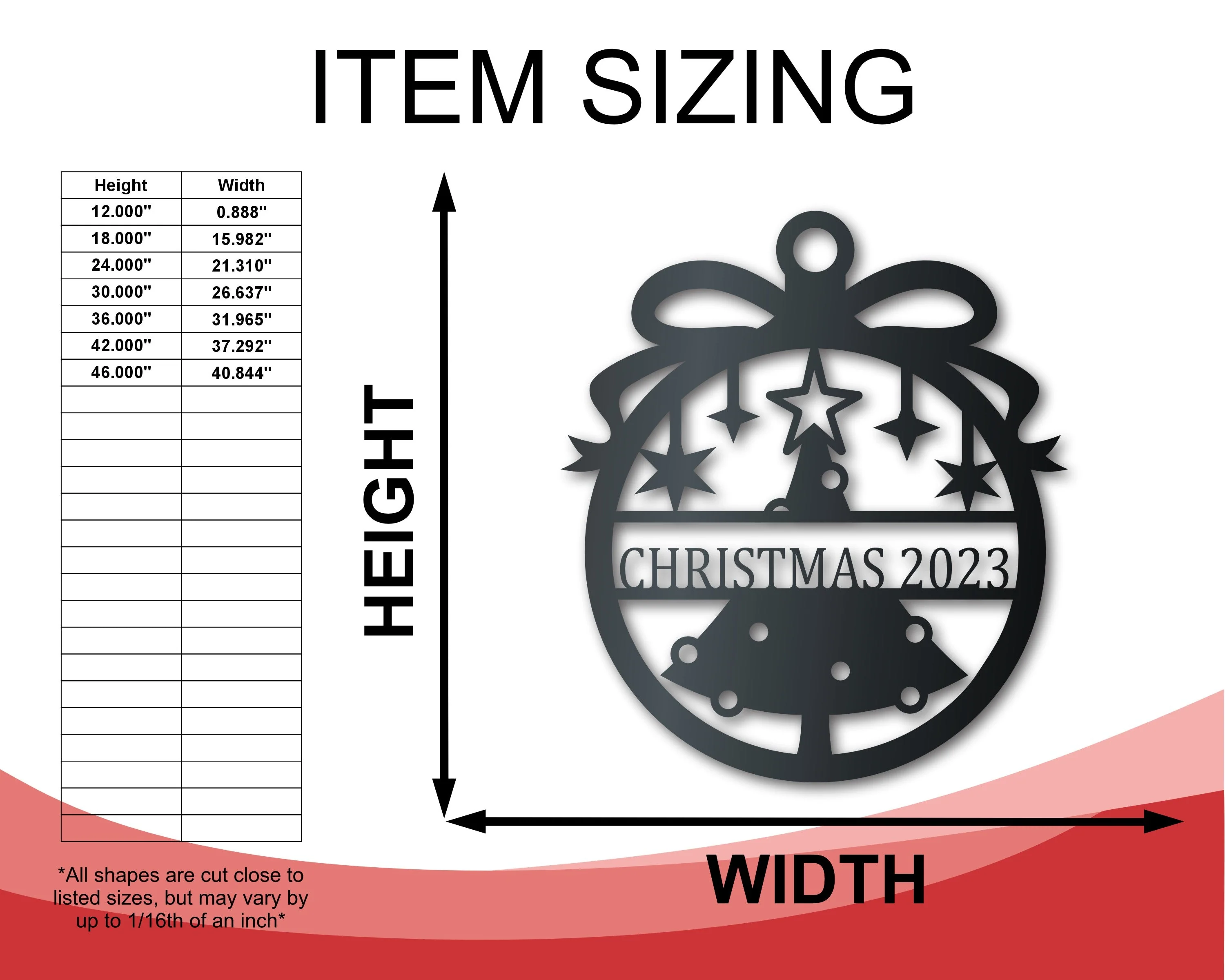 2023 LIMITED EDITION Custom Metal Christmas Tree Ornament | Indoor Outdoor | Up to 36" | Over 20 Color Options - Image 2