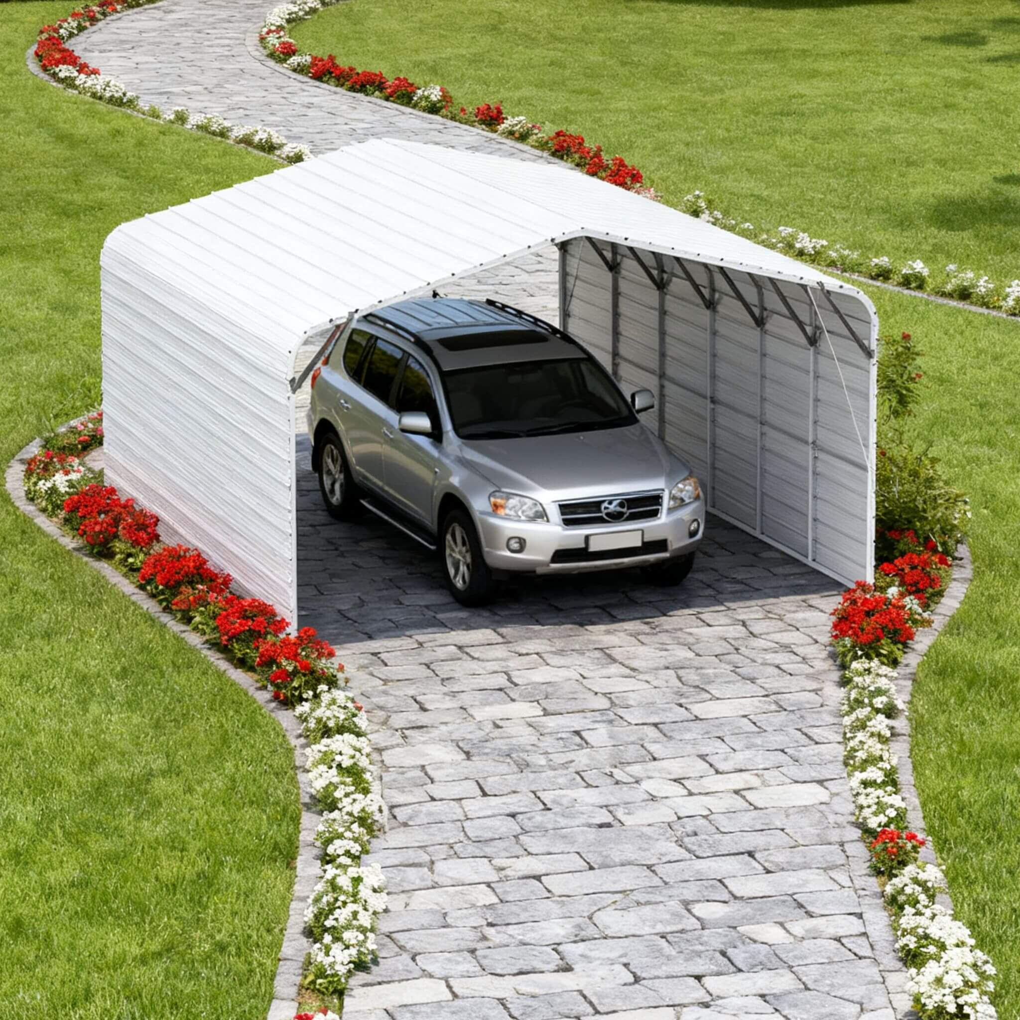 [20X30FT] Heavy-Duty Outdoor Galvanized Steel Carport (SAK21596) - Image 4