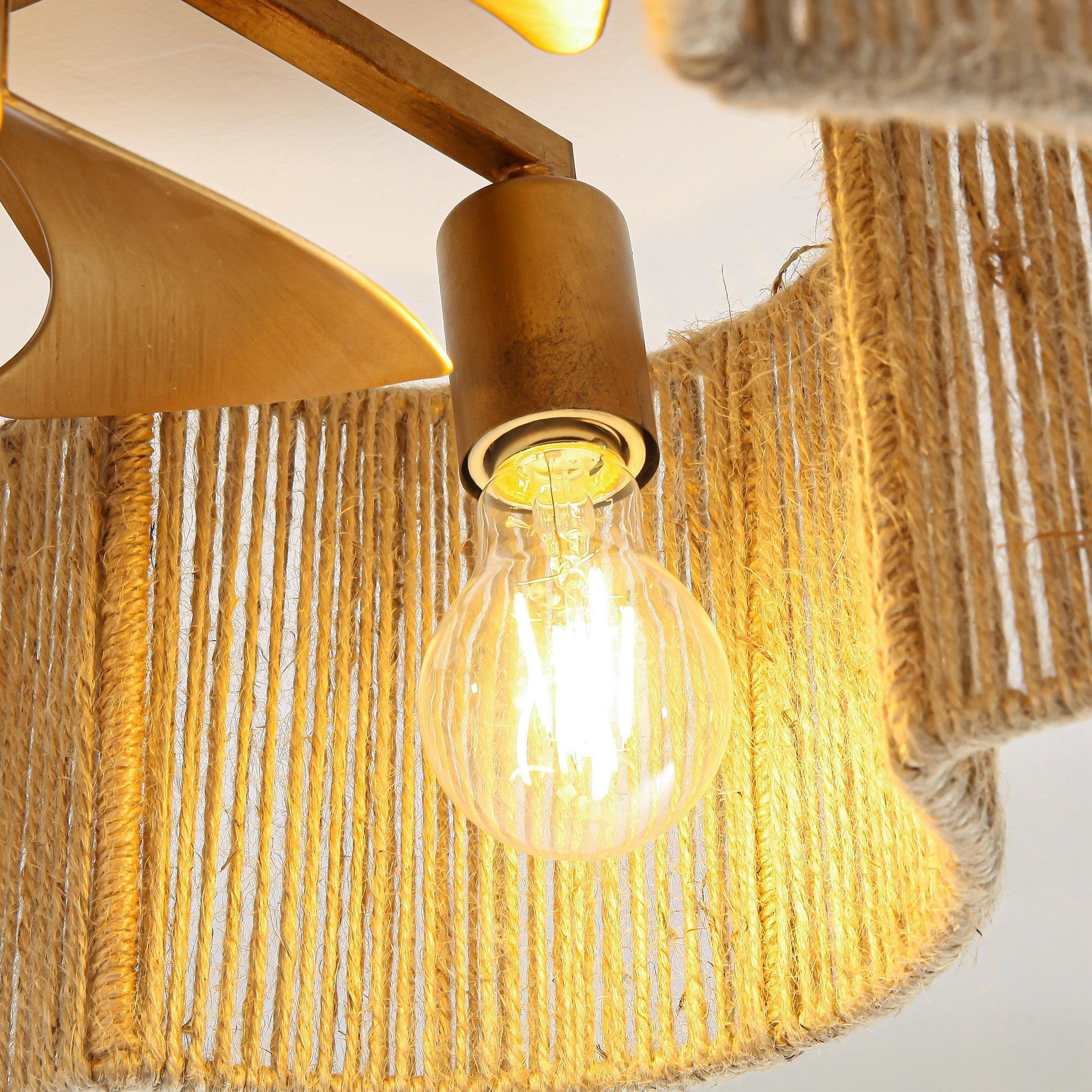 21 Inch Golden Flower-shape Farmhouse Rattan Flush Mount Ceiling Fan with Light APP and Remote Control - Image 11
