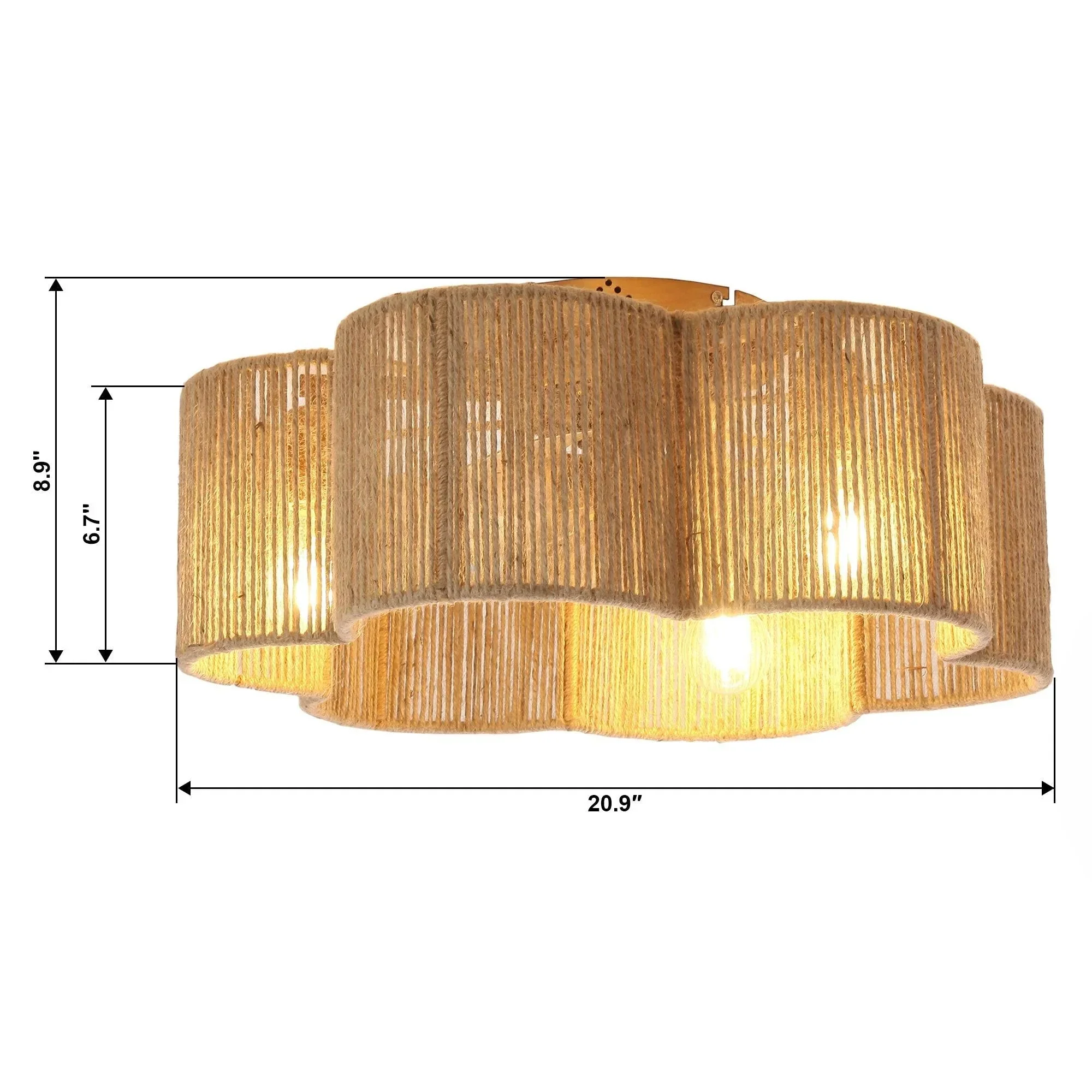 21 Inch Golden Flower-shape Farmhouse Rattan Flush Mount Ceiling Fan with Light APP and Remote Control - Image 14