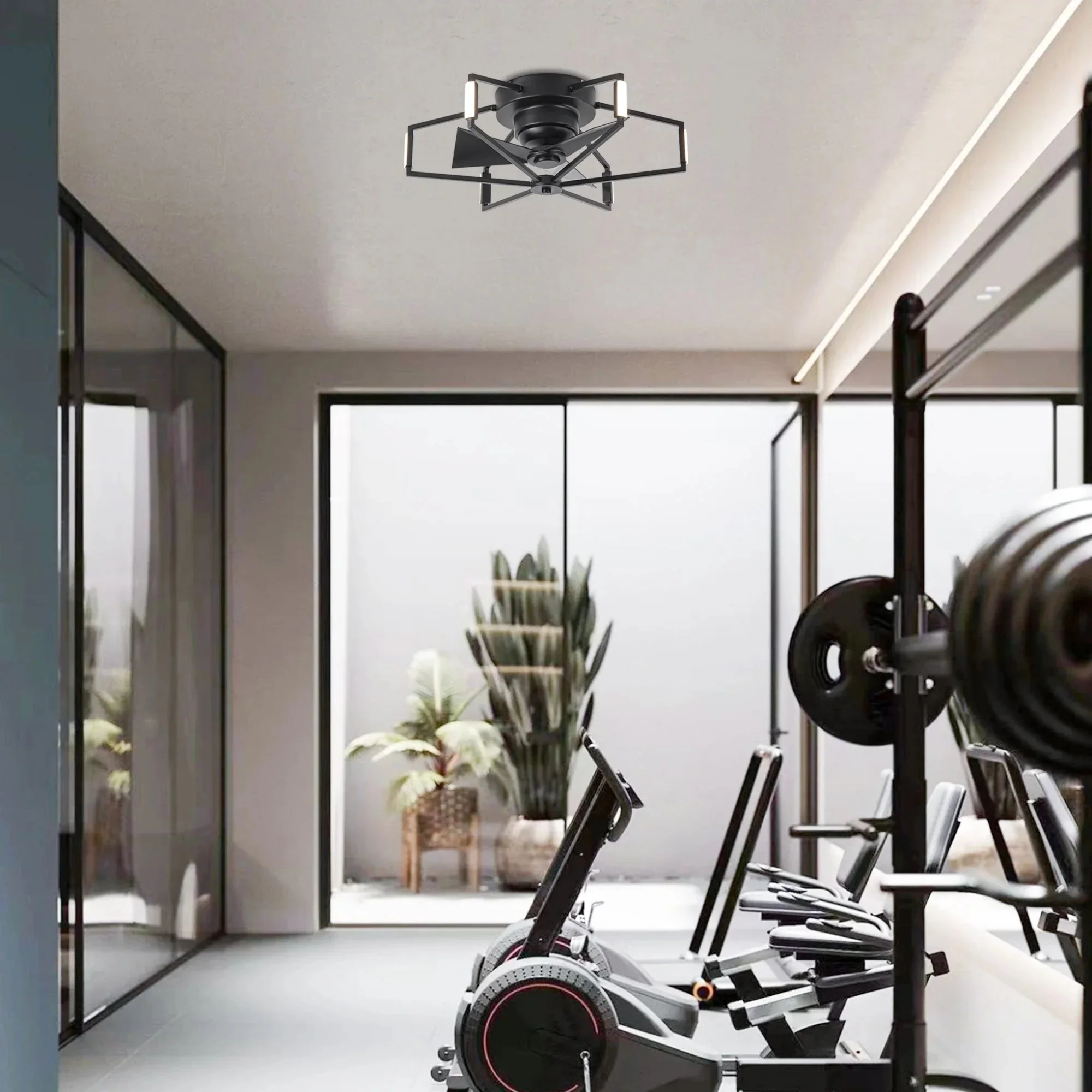 21 Inch Wade Black Industrial Flush Mount LED Ceiling Fan - Image 2