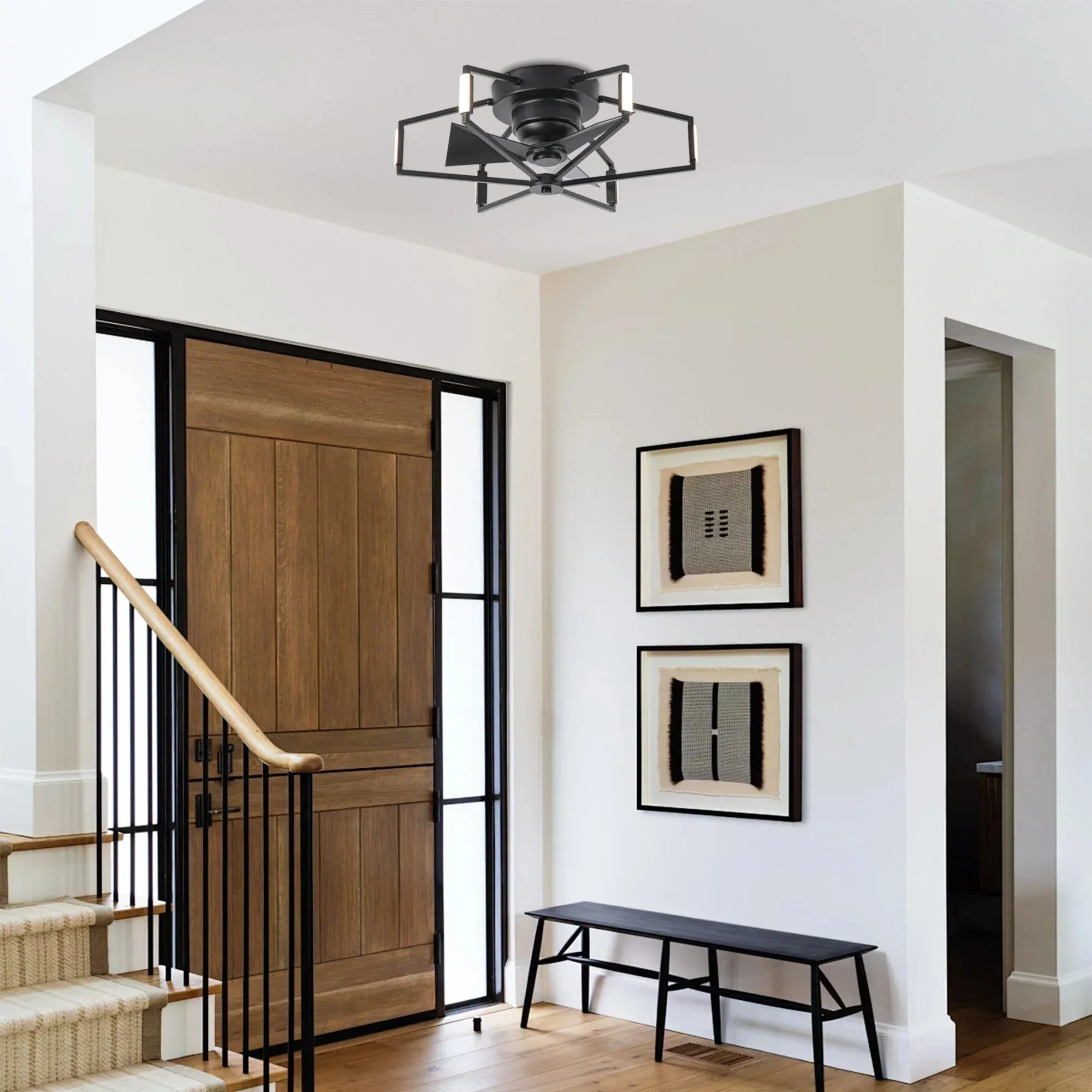21 Inch Wade Black Industrial Flush Mount LED Ceiling Fan - Image 3