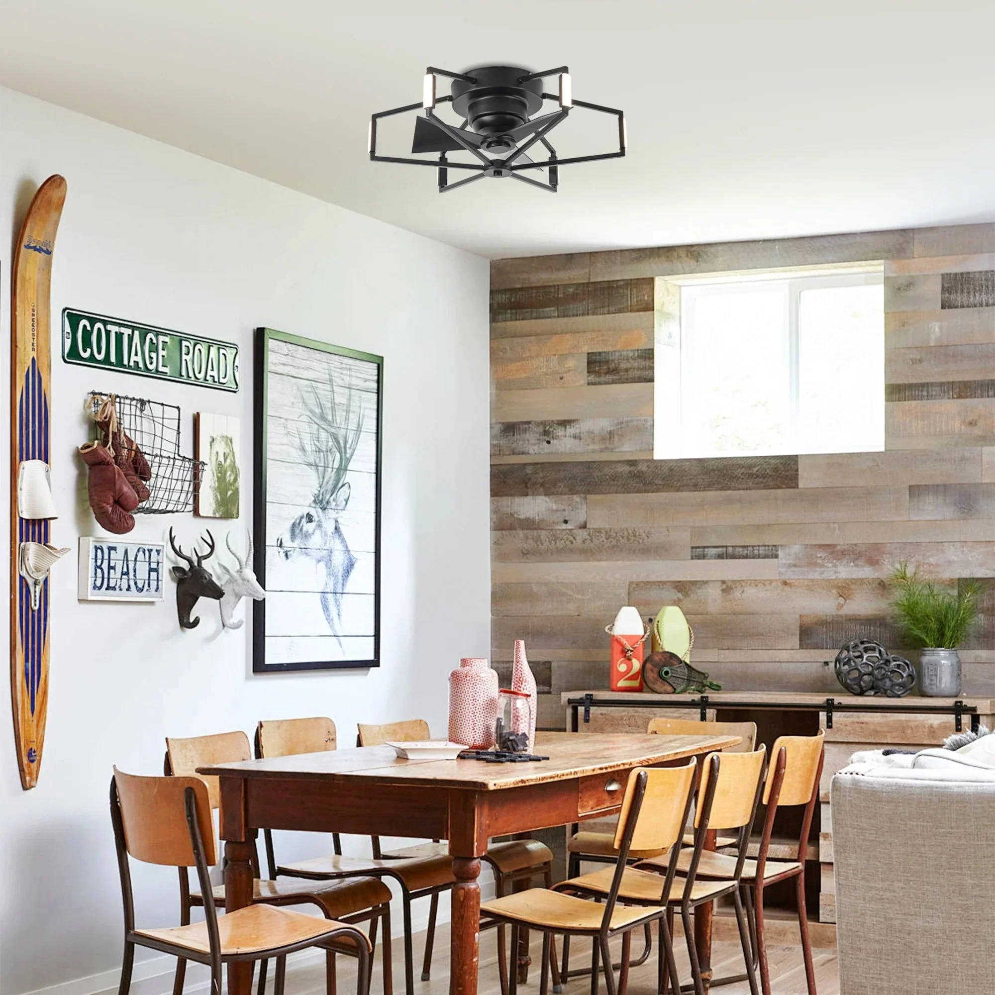 21 Inch Wade Black Industrial Flush Mount LED Ceiling Fan - Image 4