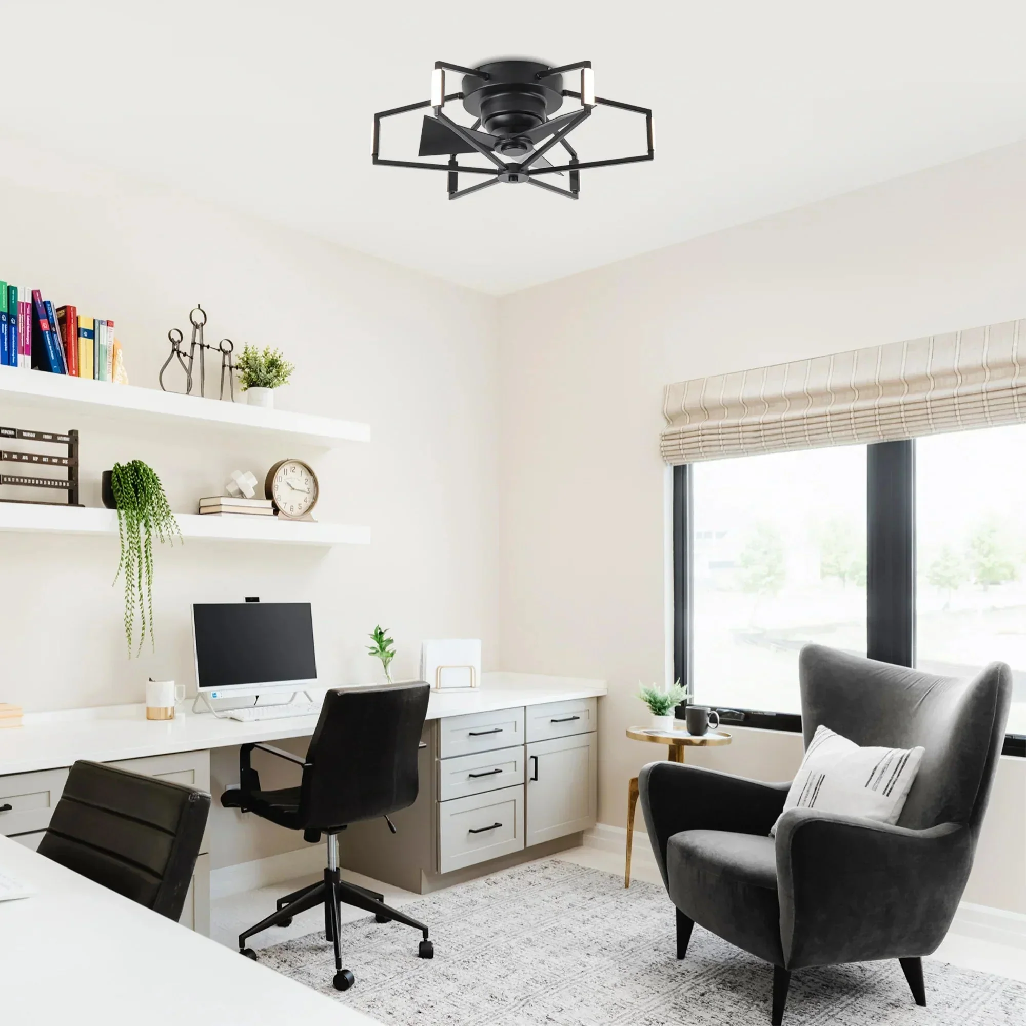 21 Inch Wade Black Industrial Flush Mount LED Ceiling Fan - Image 5