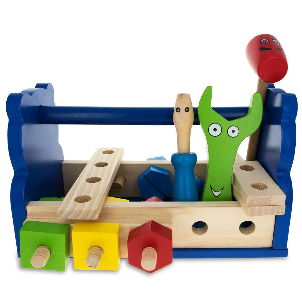 21 Pieces Construction Building Tools in Wooden Toolbox - Image 2