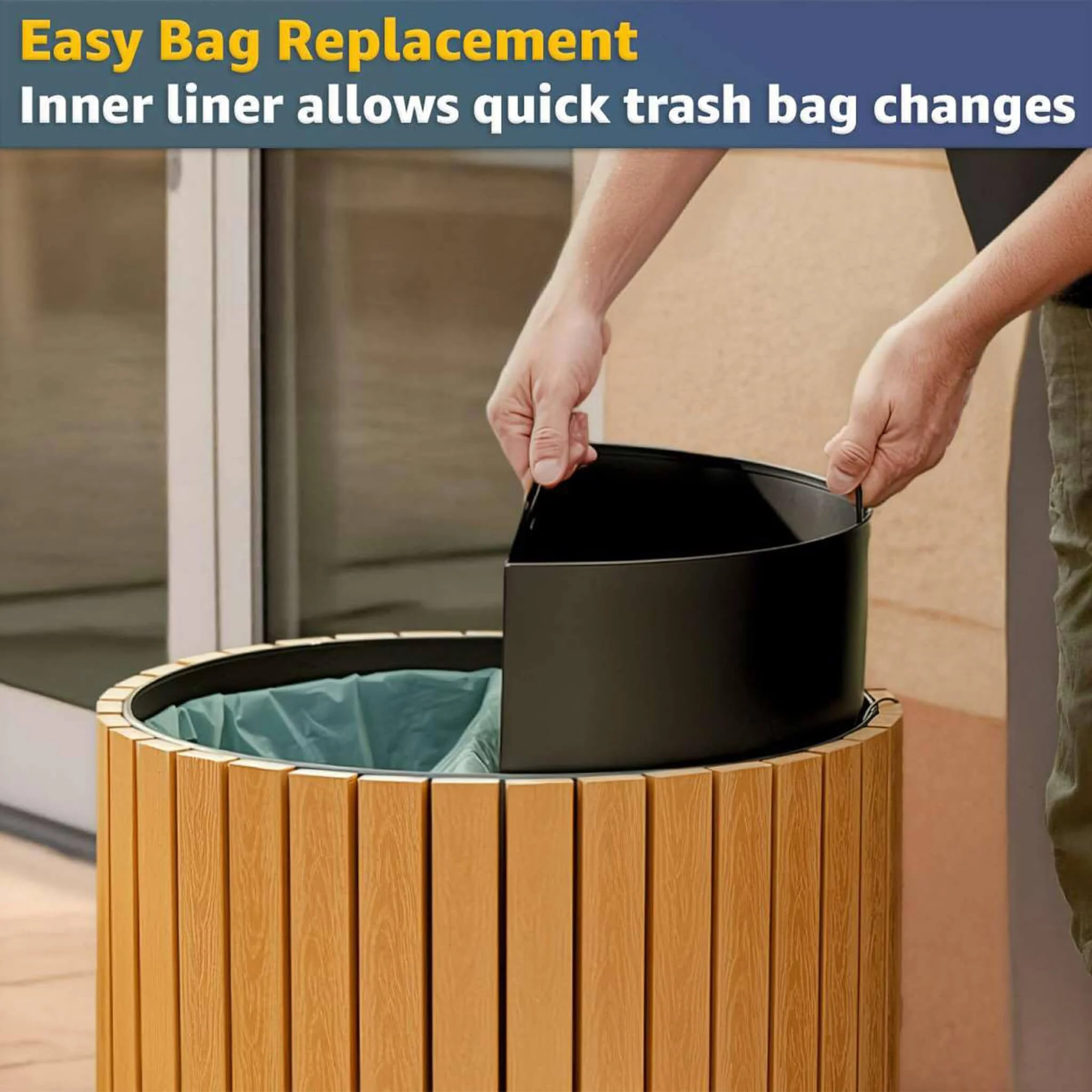 22-Gallon Heavy-Duty Commercial Outdoor Round Two-Stream Trash Can (SAK59821) - Image 3