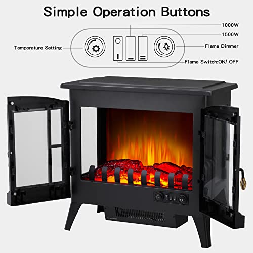 23 Inches 3D Free Standing Electric Fireplace Stove 5215 - Image 4