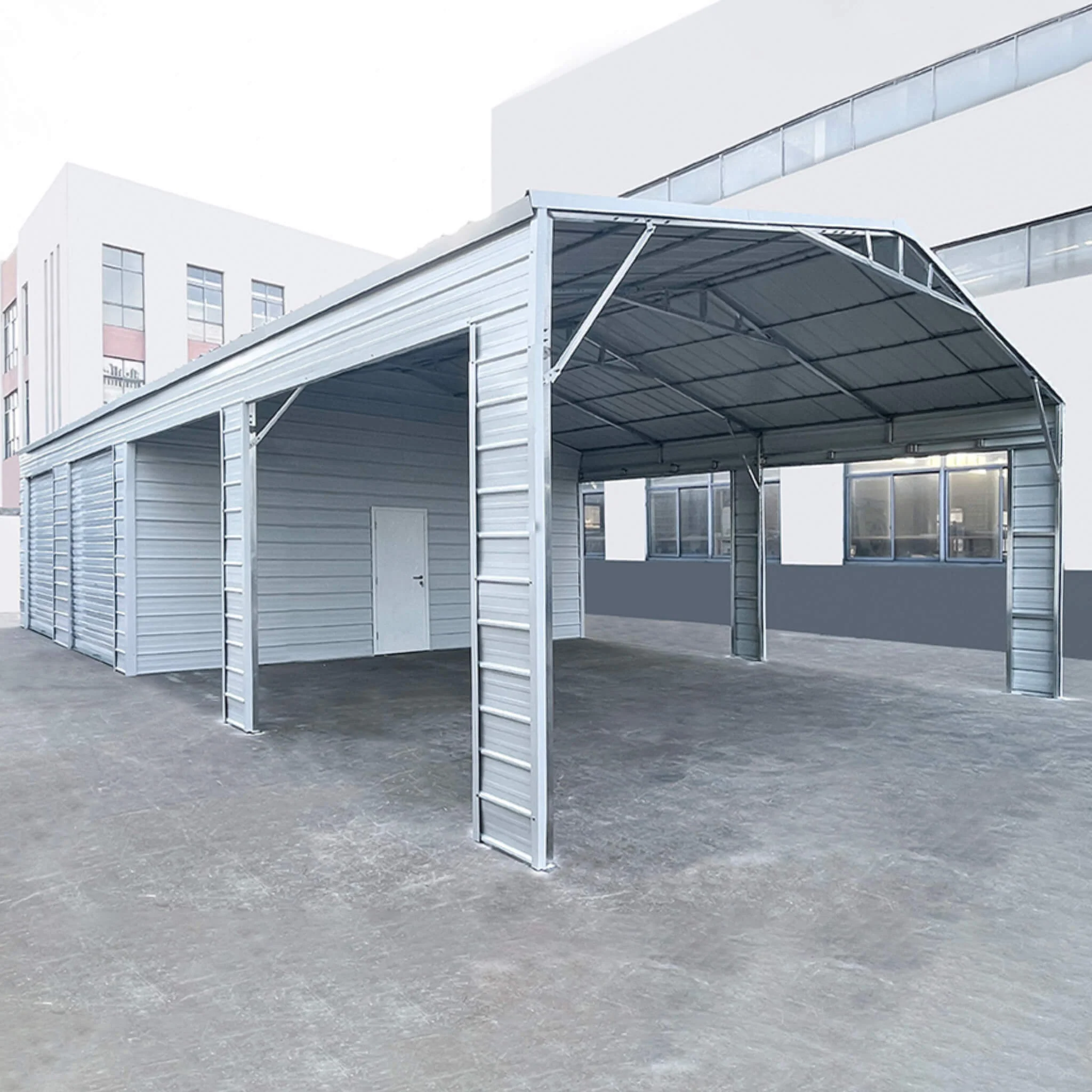 [23X46FT] Heavy-Duty Steel Garage Storage Shed With Reinforced Roof And 2 Doors (SAK29384) - Image 3